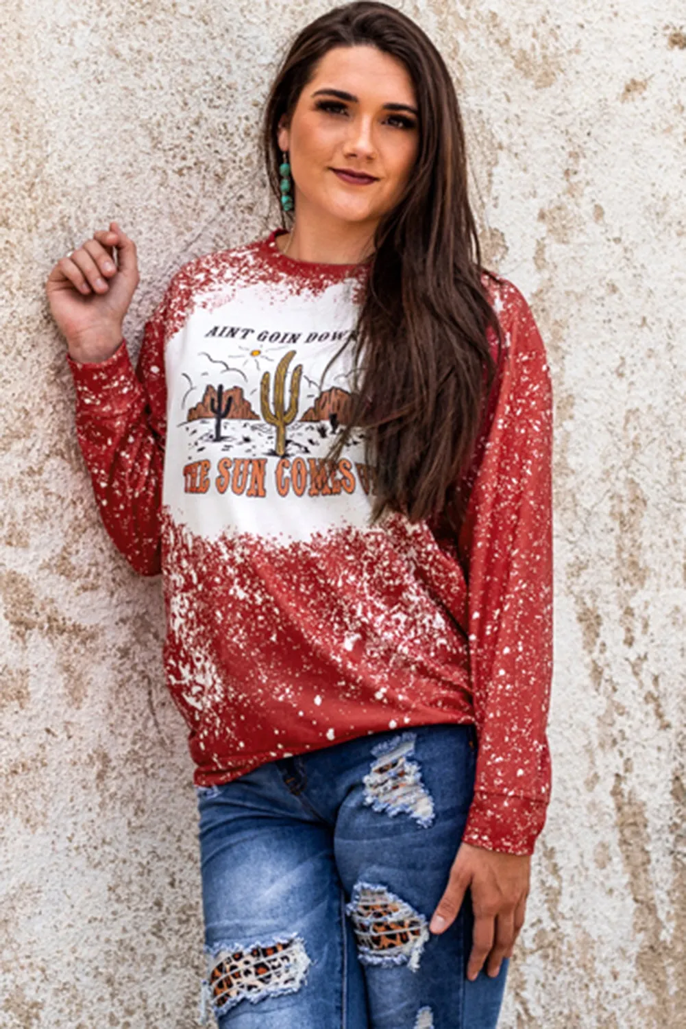 THE SUN COMES UP Graphic Tie-dye Sweatshirt