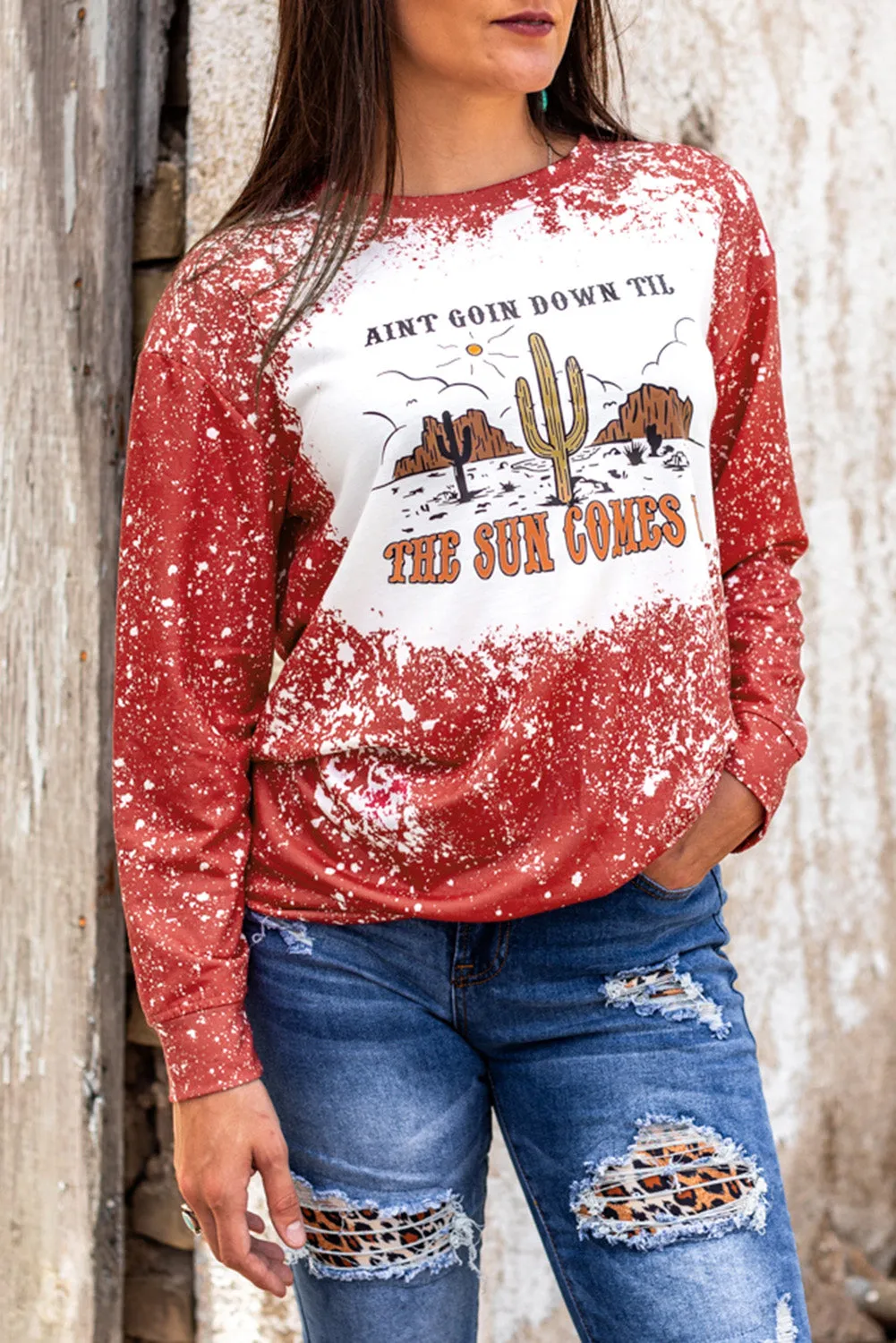 THE SUN COMES UP Graphic Tie-dye Sweatshirt
