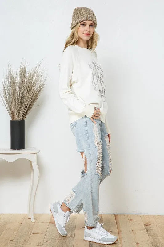 Tiger Studded Star Graphic Sweatshirt