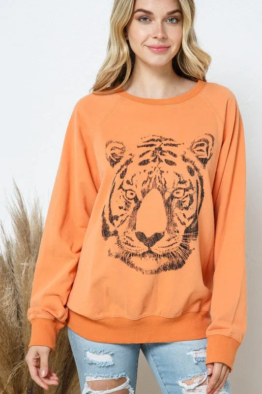 Tiger Studded Star Graphic Sweatshirt