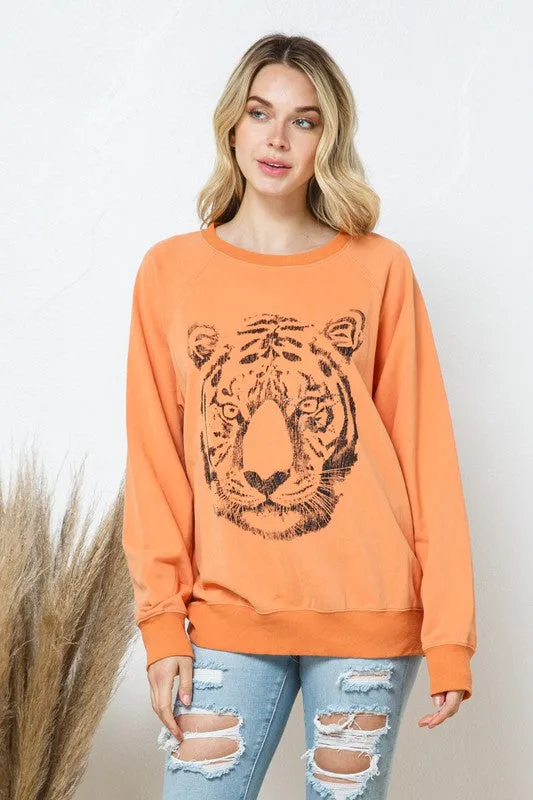 Tiger Studded Star Graphic Sweatshirt