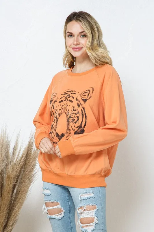 Tiger Studded Star Graphic Sweatshirt