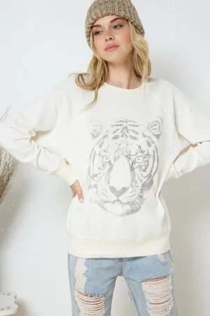 Tiger Studded Star Graphic Sweatshirt
