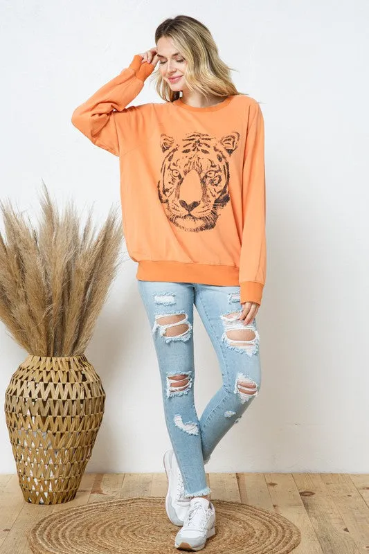 Tiger Studded Star Graphic Sweatshirt