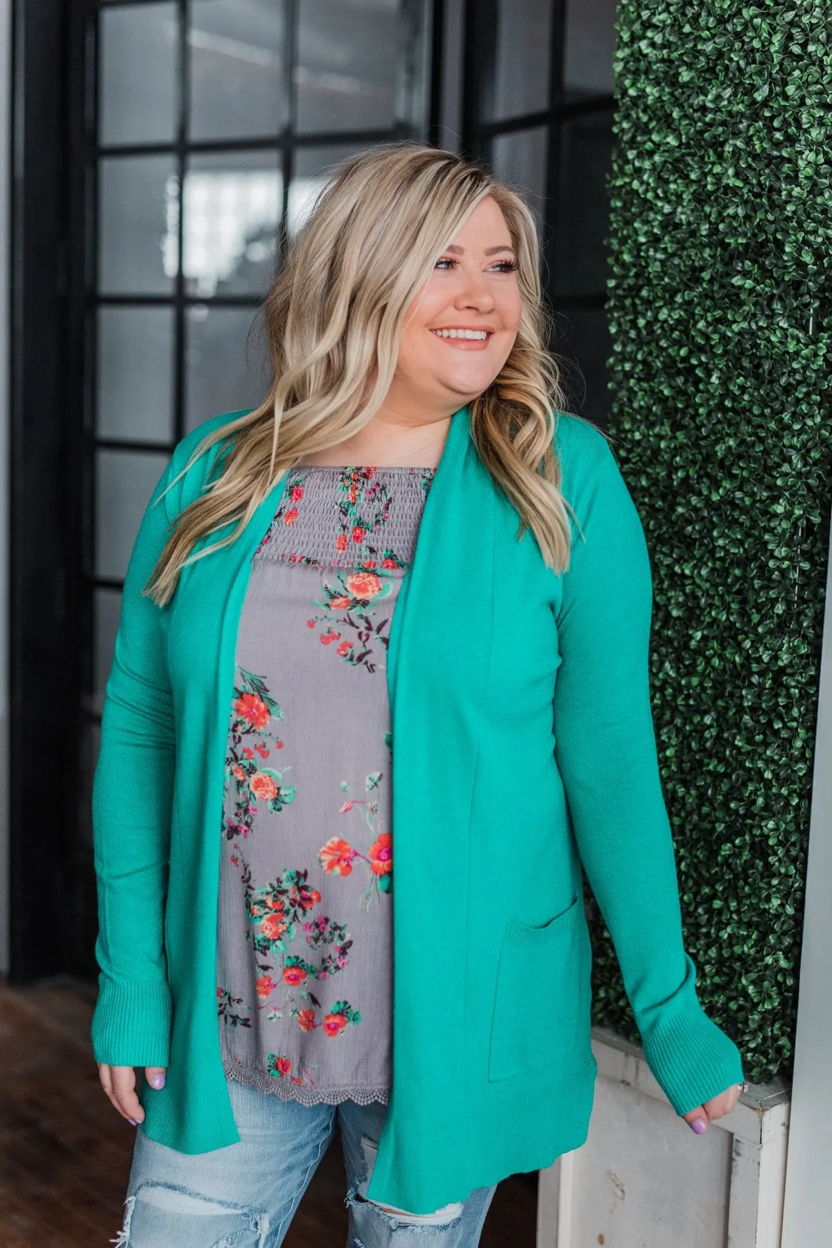 Time To Be Alive Drape Cardigan- Seafoam Green