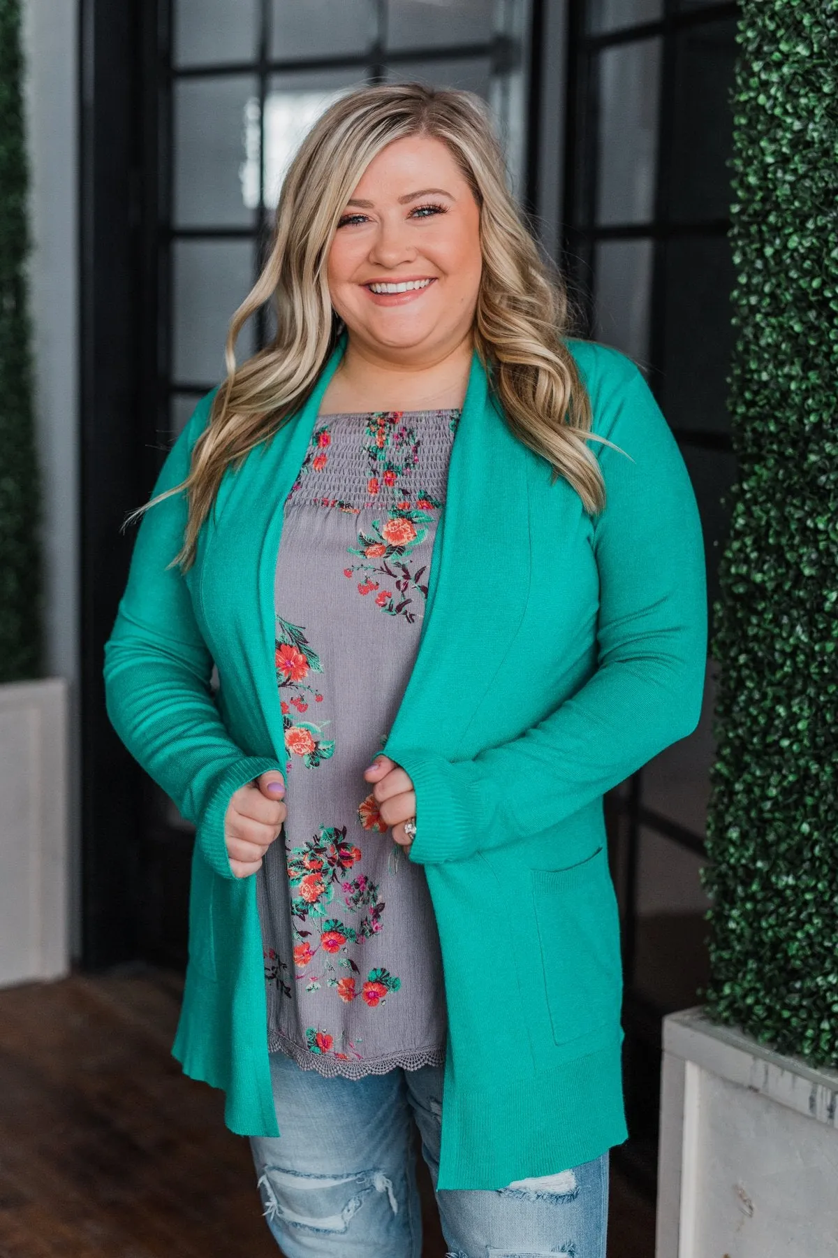 Time To Be Alive Drape Cardigan- Seafoam Green