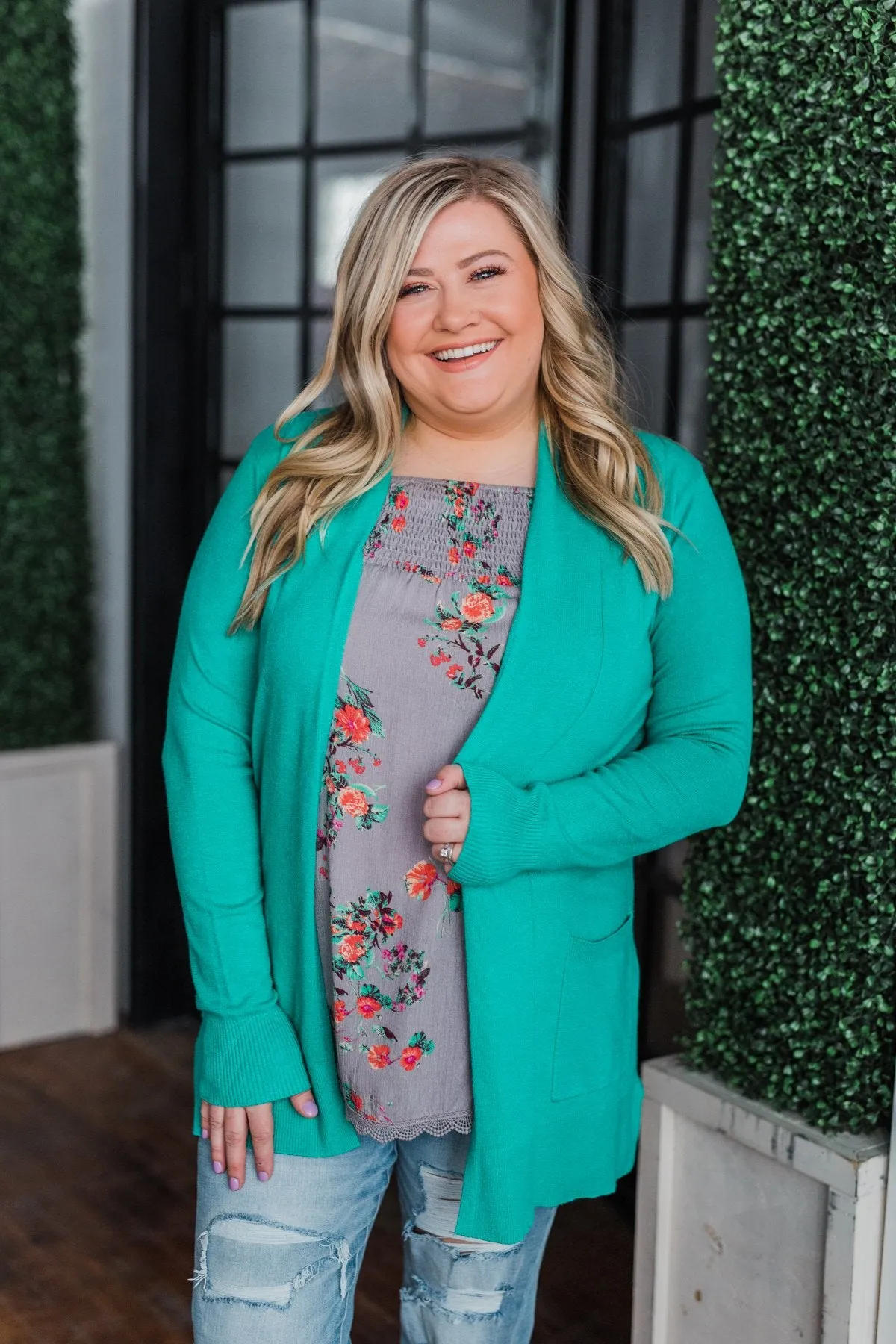 Time To Be Alive Drape Cardigan- Seafoam Green