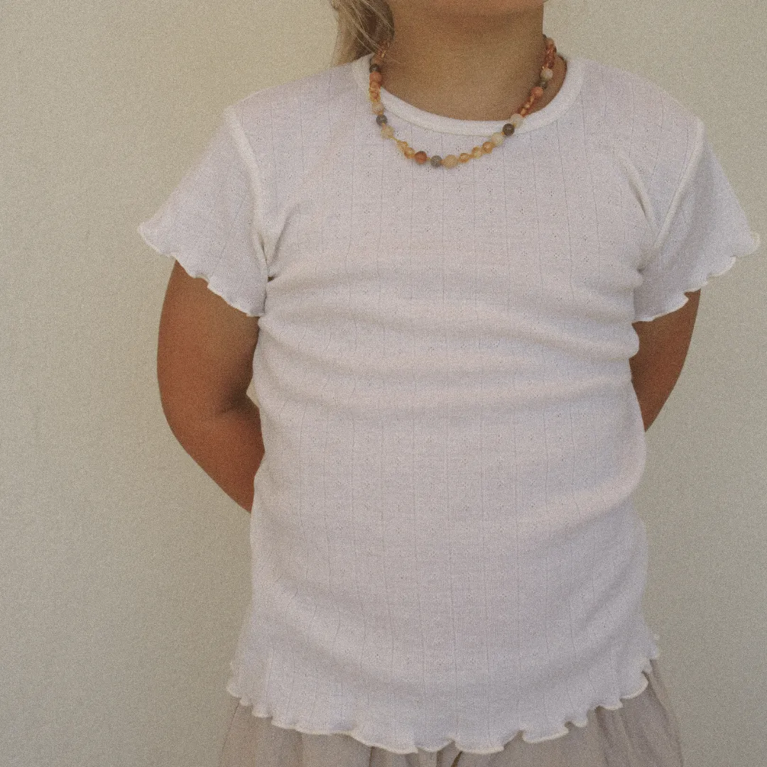 Tothemoon ☾ - Shirt - Short sleeve - Curled ends - Wool & silk - Pointelle - Slim fit