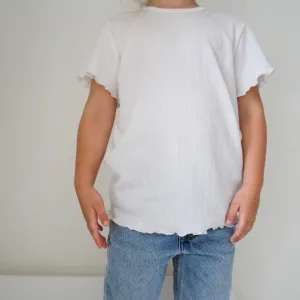 Tothemoon ☾ - Shirt - Short sleeve - Curled ends - Wool & silk - Pointelle - Slim fit