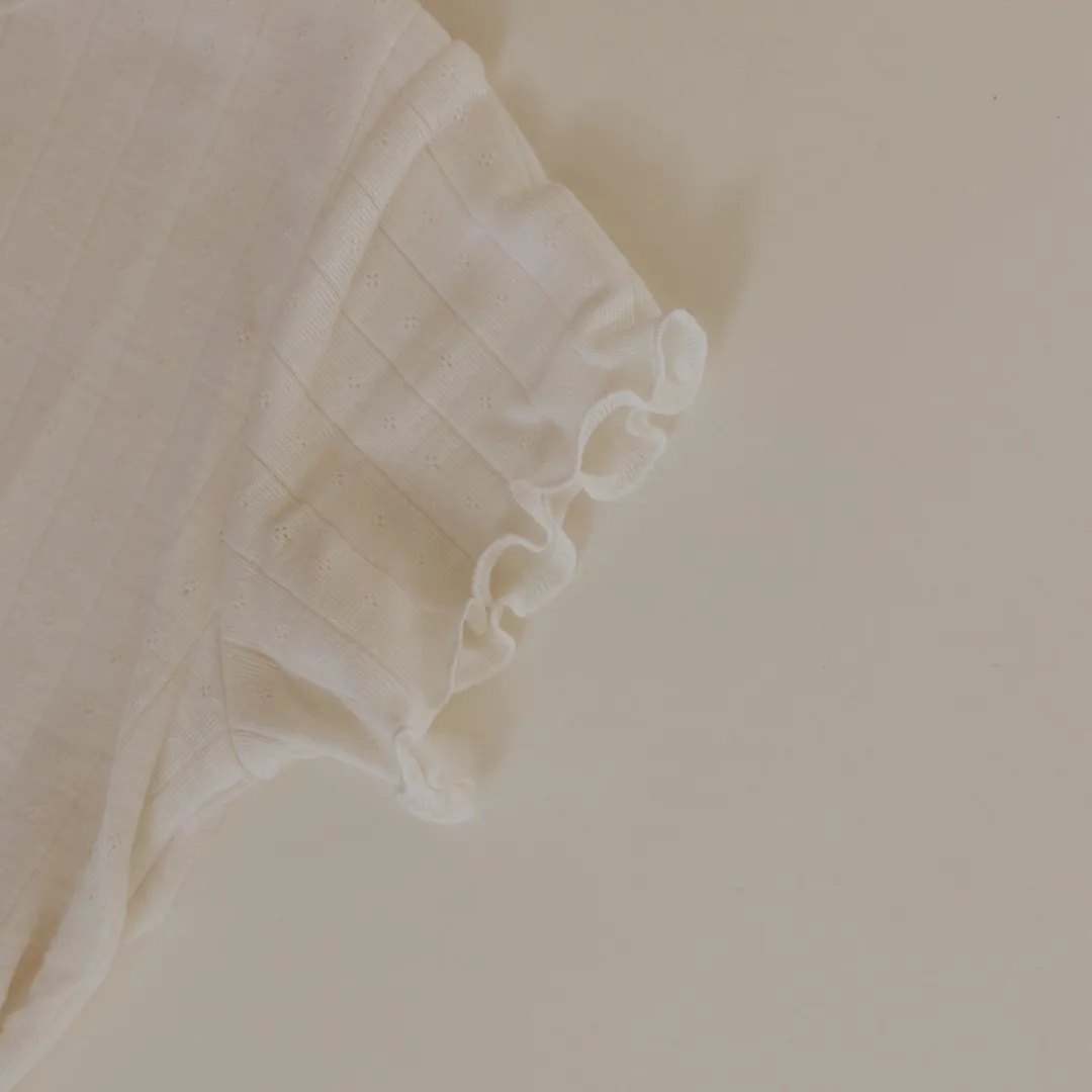 Tothemoon ☾ - Shirt - Short sleeve - Curled ends - Wool & silk - Pointelle - Slim fit