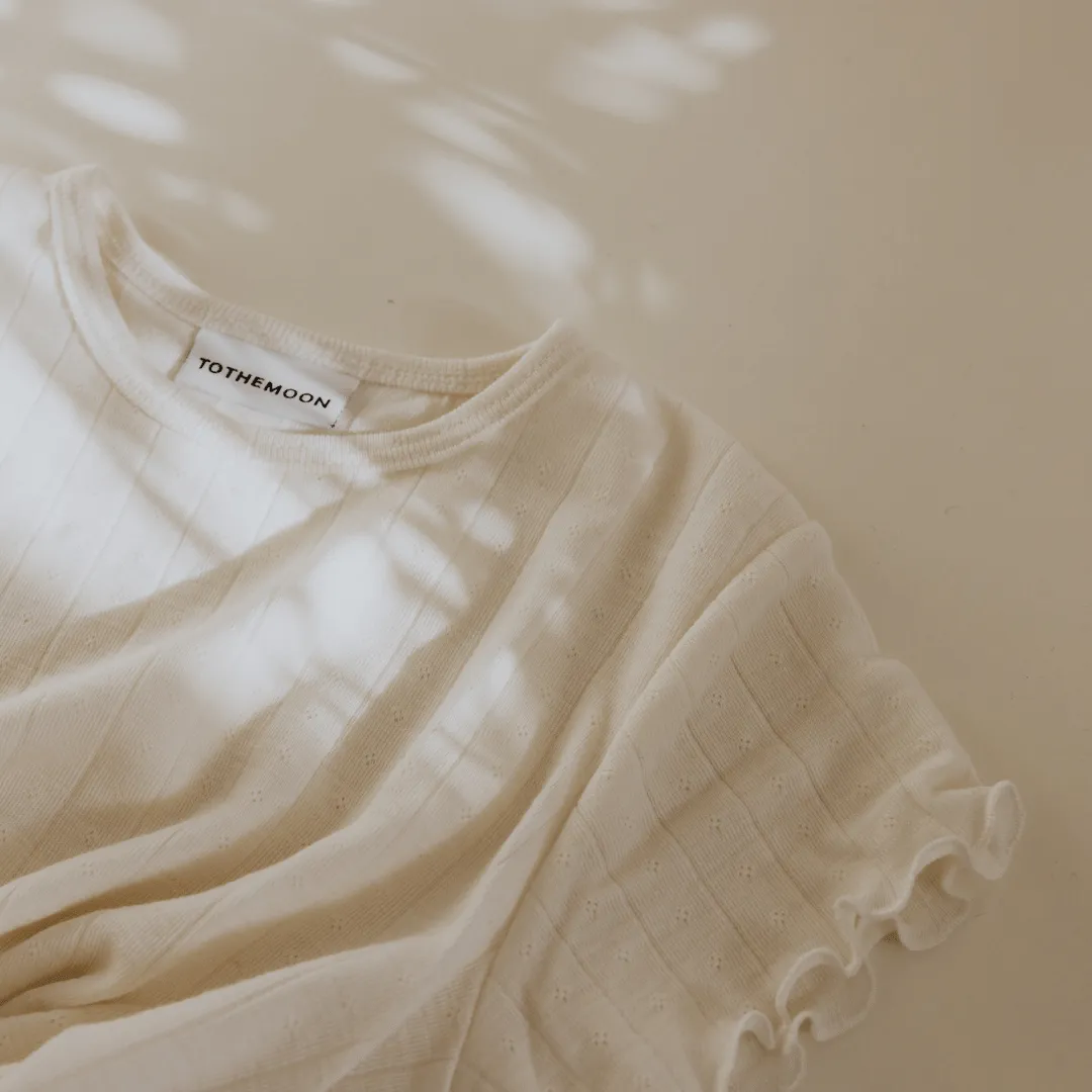 Tothemoon ☾ - Shirt - Short sleeve - Curled ends - Wool & silk - Pointelle - Slim fit