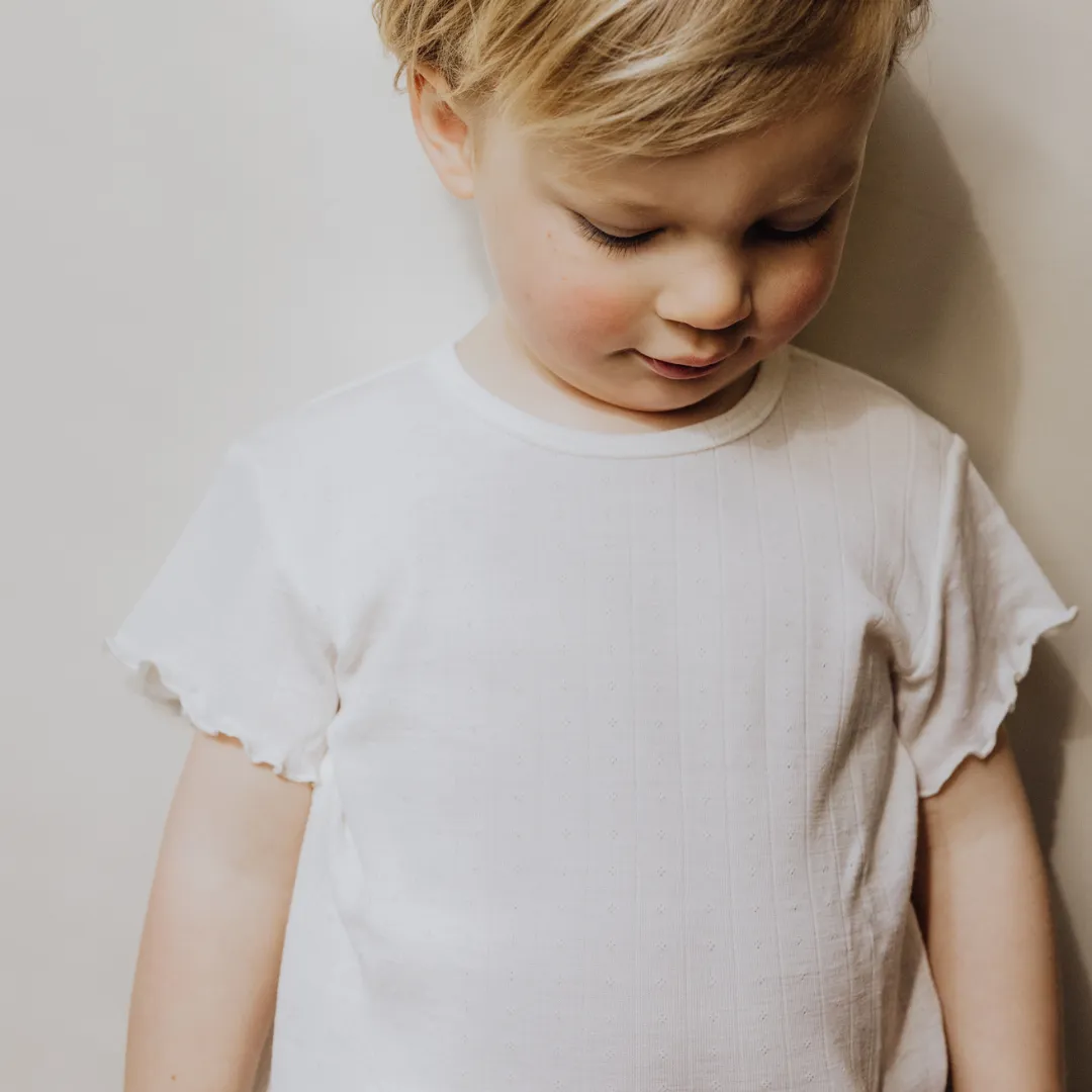 Tothemoon ☾ - Shirt - Short sleeve - Curled ends - Wool & silk - Pointelle - Slim fit