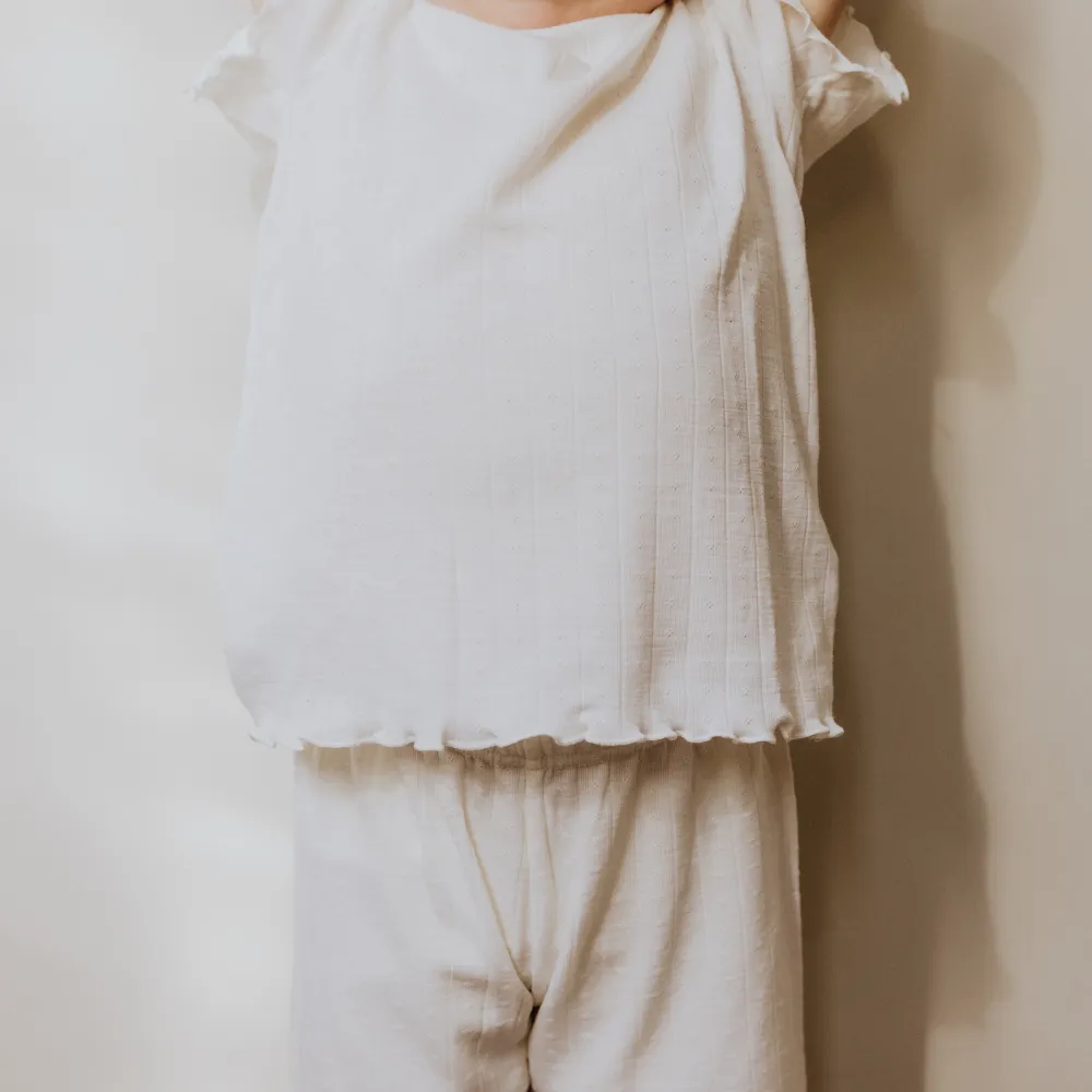 Tothemoon ☾ - Shirt - Short sleeve - Curled ends - Wool & silk - Pointelle - Slim fit