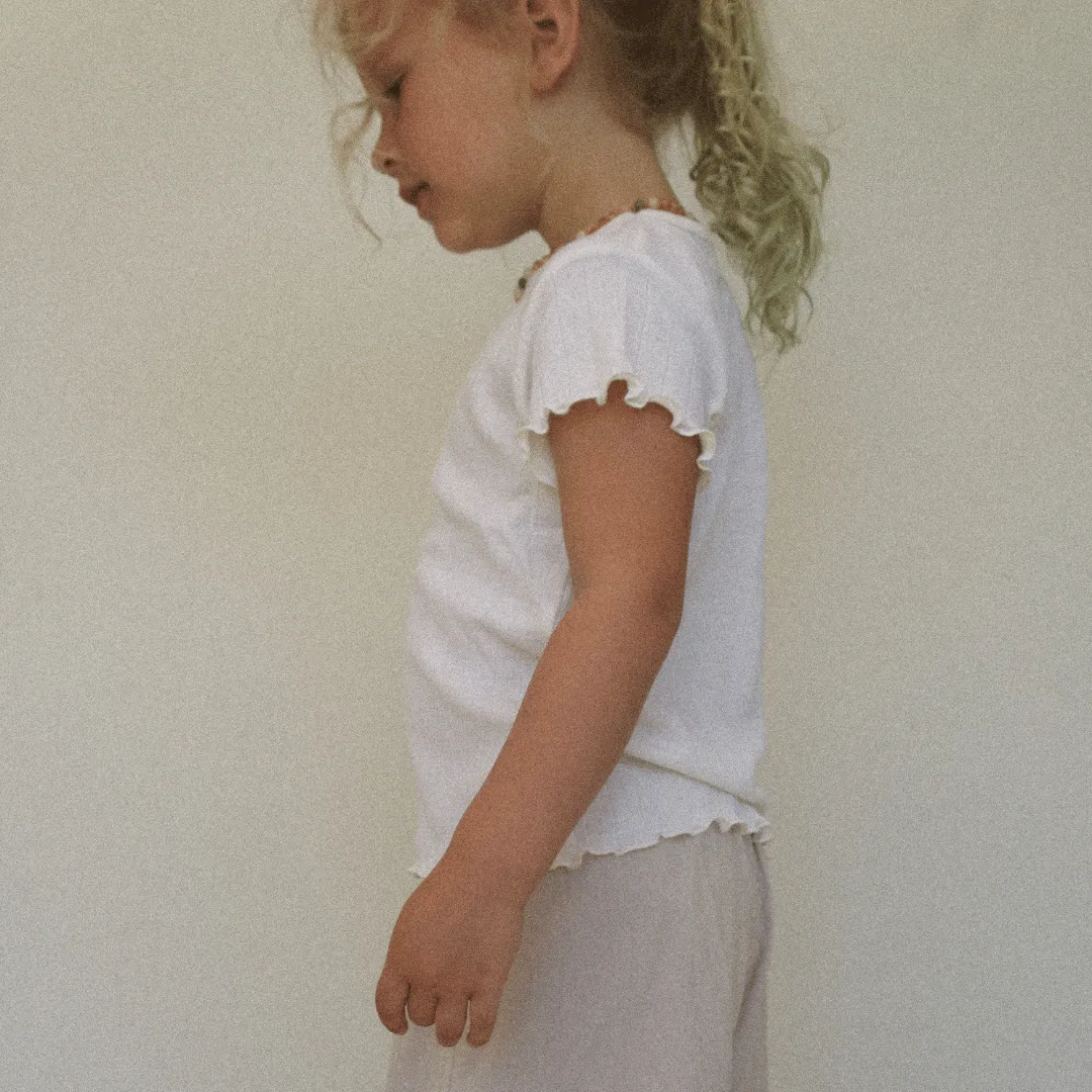Tothemoon ☾ - Shirt - Short sleeve - Curled ends - Wool & silk - Pointelle - Slim fit