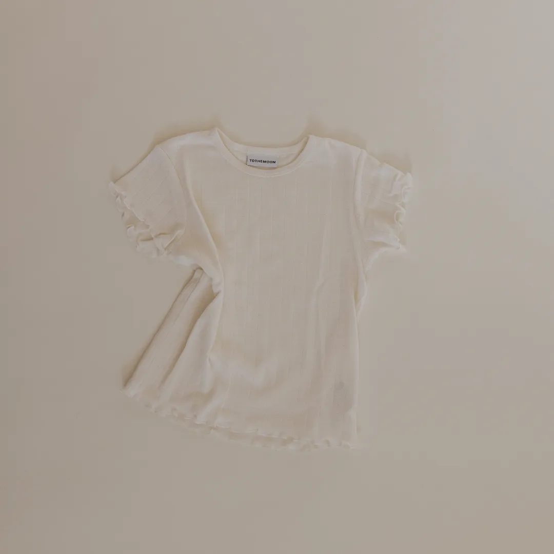 Tothemoon ☾ - Shirt - Short sleeve - Curled ends - Wool & silk - Pointelle - Slim fit