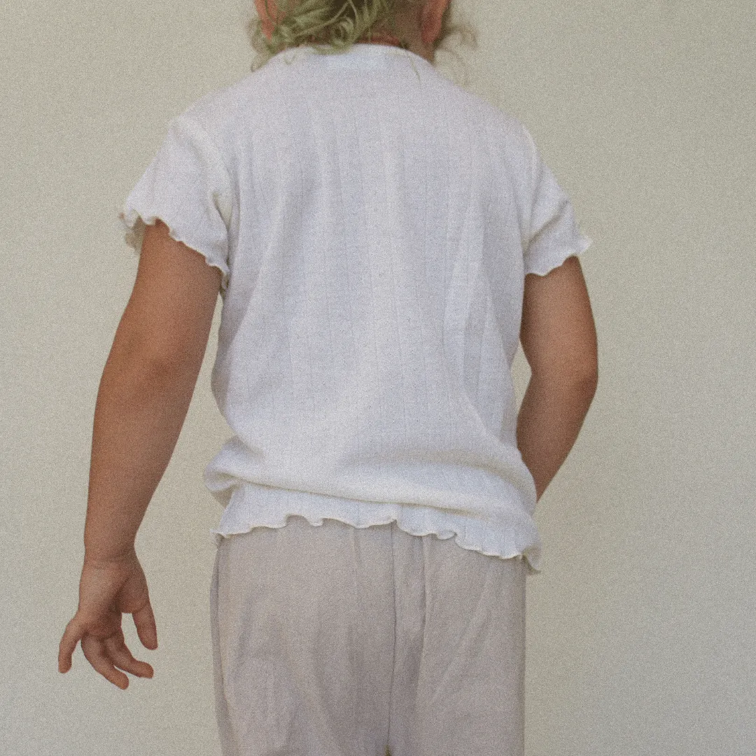 Tothemoon ☾ - Shirt - Short sleeve - Curled ends - Wool & silk - Pointelle - Slim fit