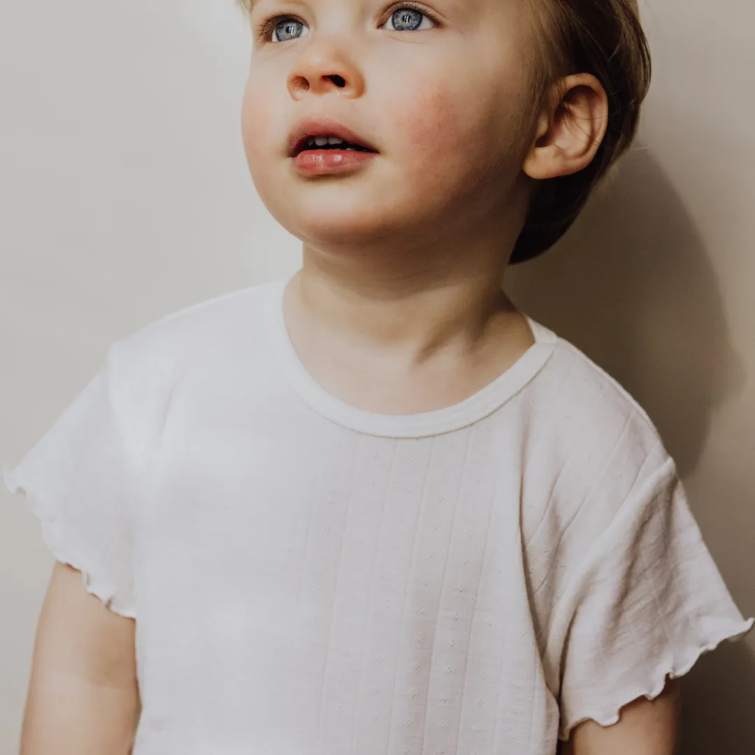 Tothemoon ☾ - Shirt - Short sleeve - Curled ends - Wool & silk - Pointelle - Slim fit