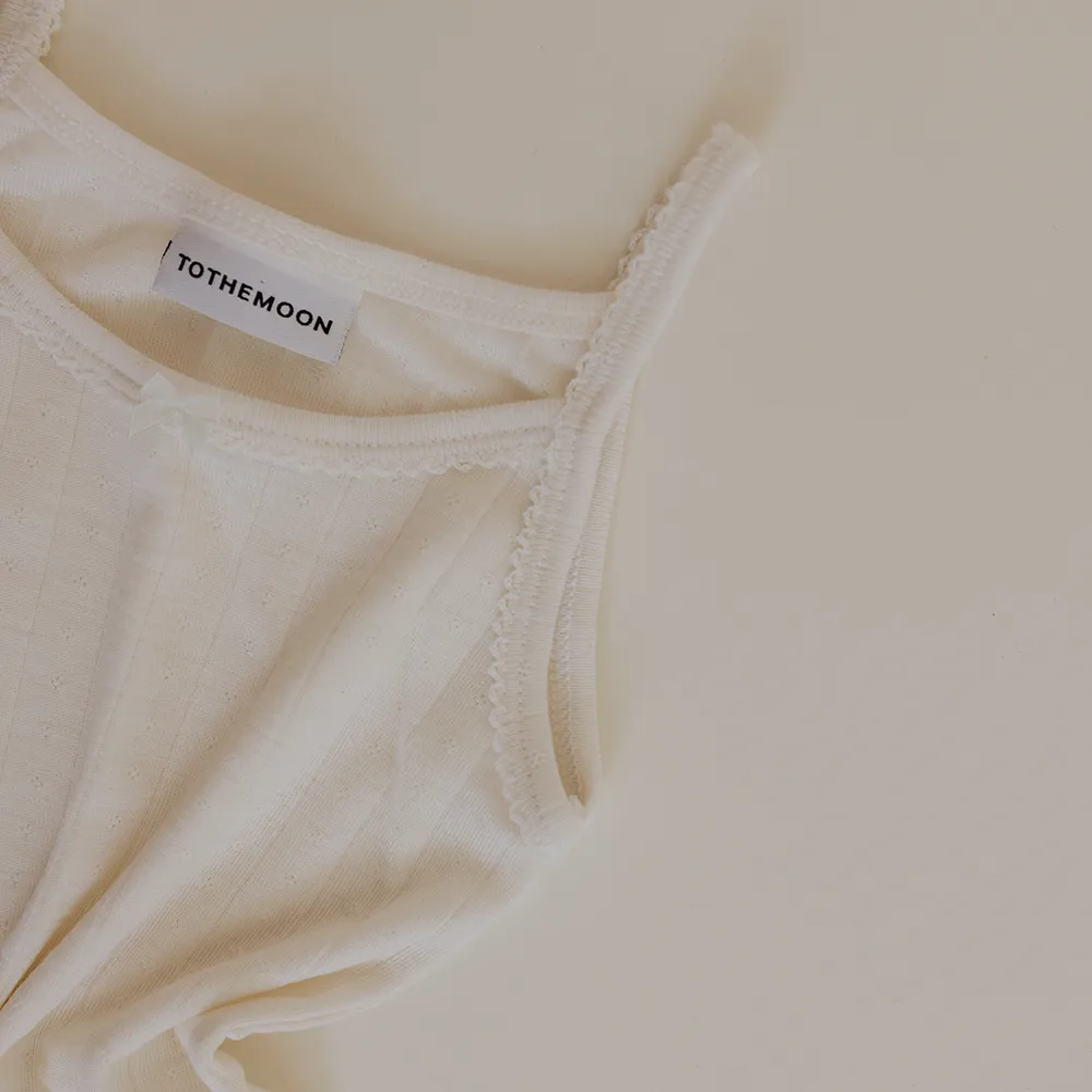 Tothemoon ☾ - Strap top - Curled ends - Wool & silk - Pointelle - Slim fit