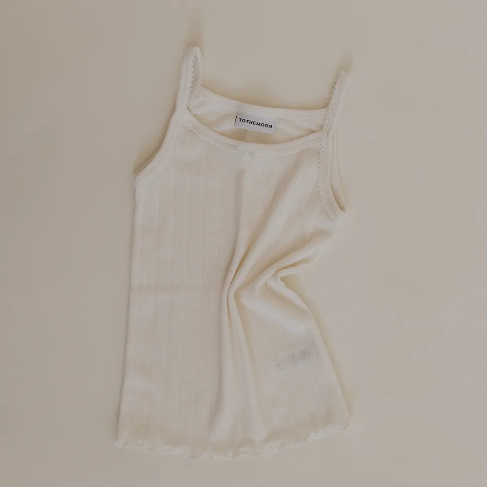 Tothemoon ☾ - Strap top - Curled ends - Wool & silk - Pointelle - Slim fit