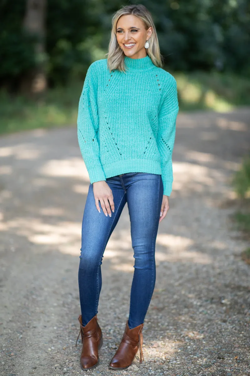 Turquoise Mock Neck Sweater