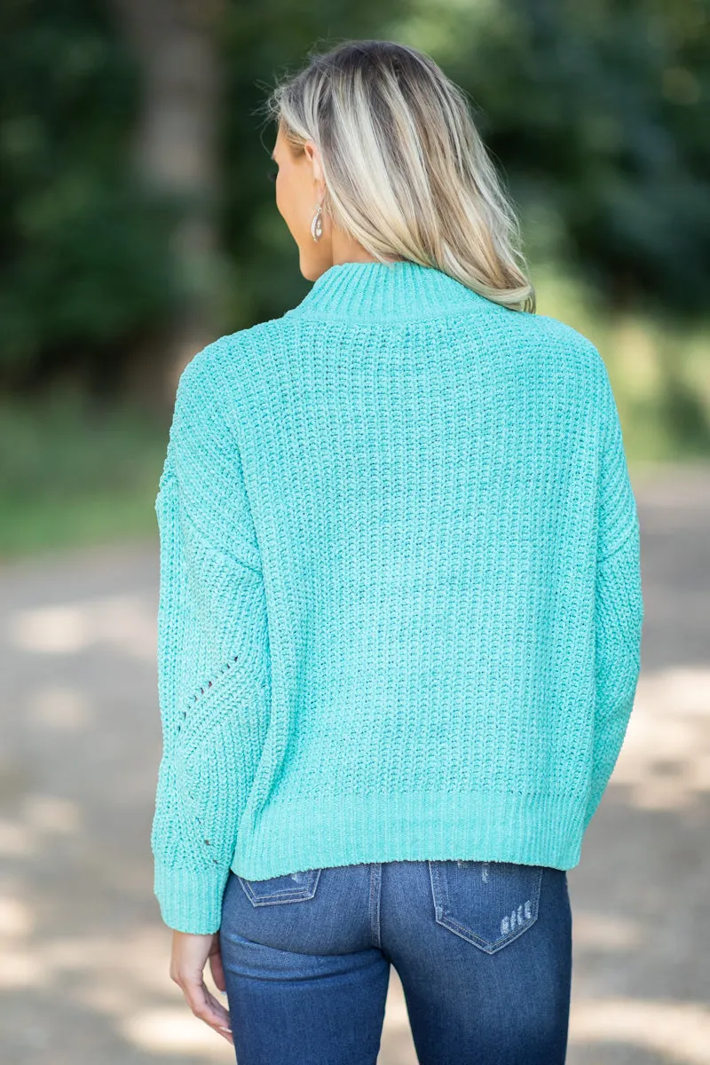 Turquoise Mock Neck Sweater