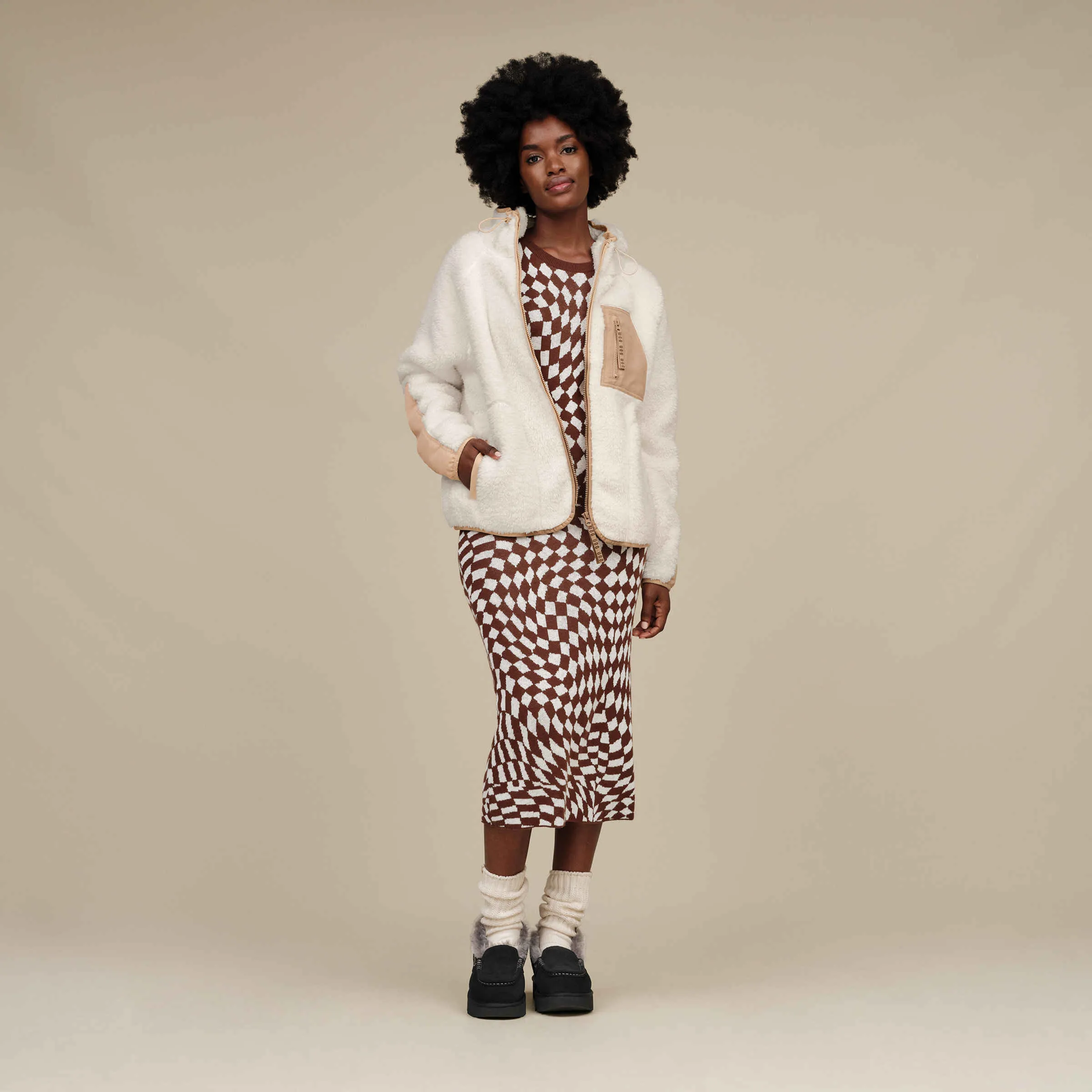 UGG Ruthie UGGfluff Zip Hoodie in Nimbus/Driftwood