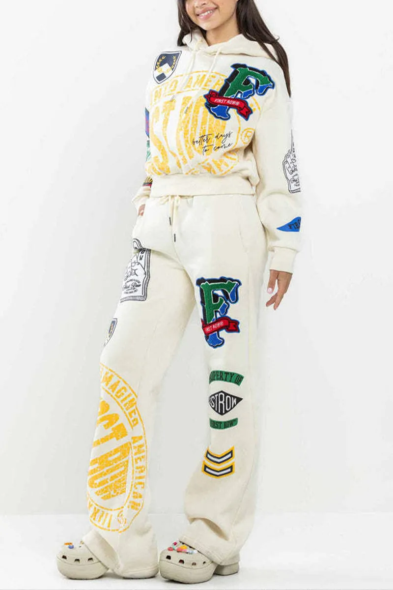 UH0321 Graphic Hoodie Tracksuit Set