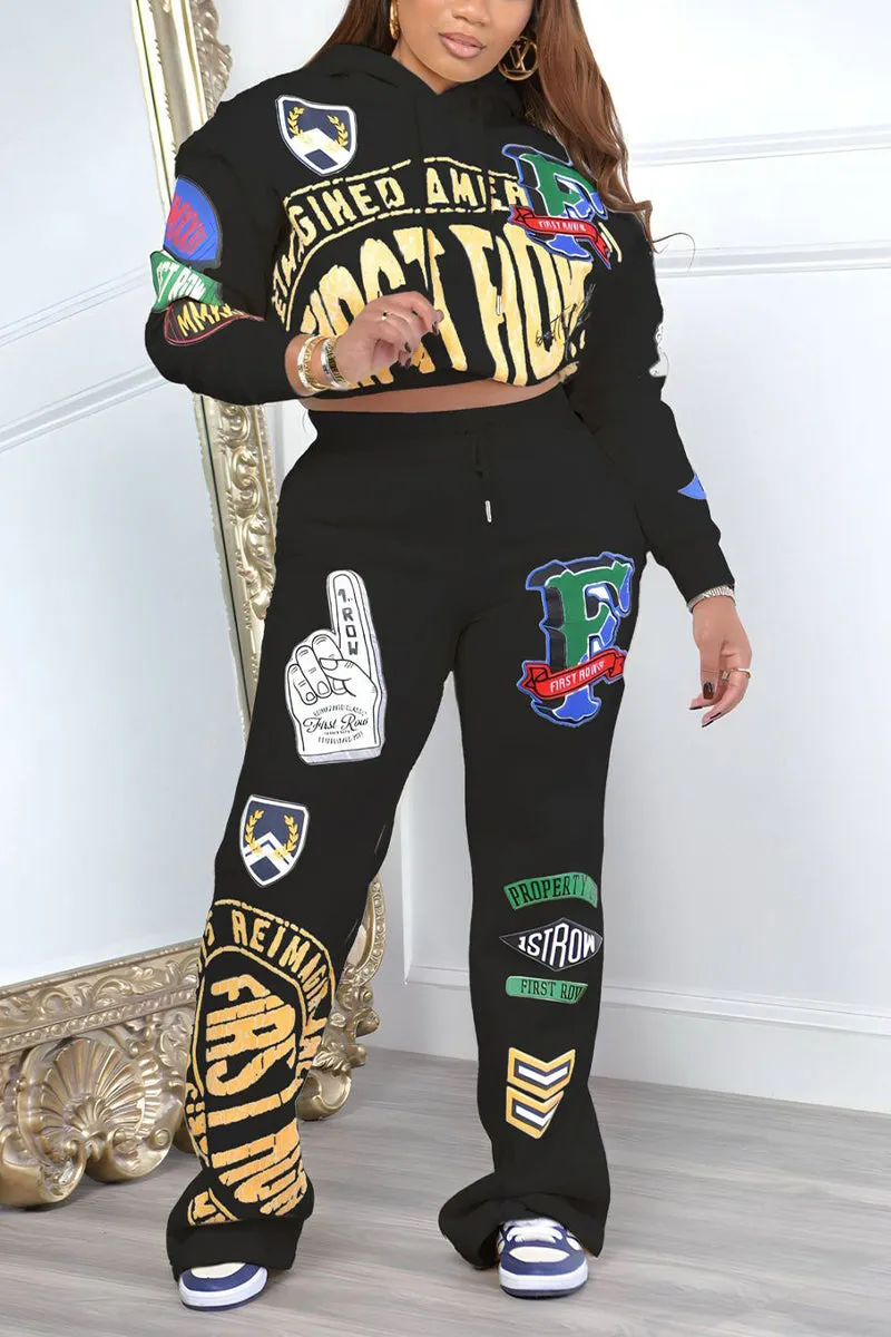 UH0321 Graphic Hoodie Tracksuit Set