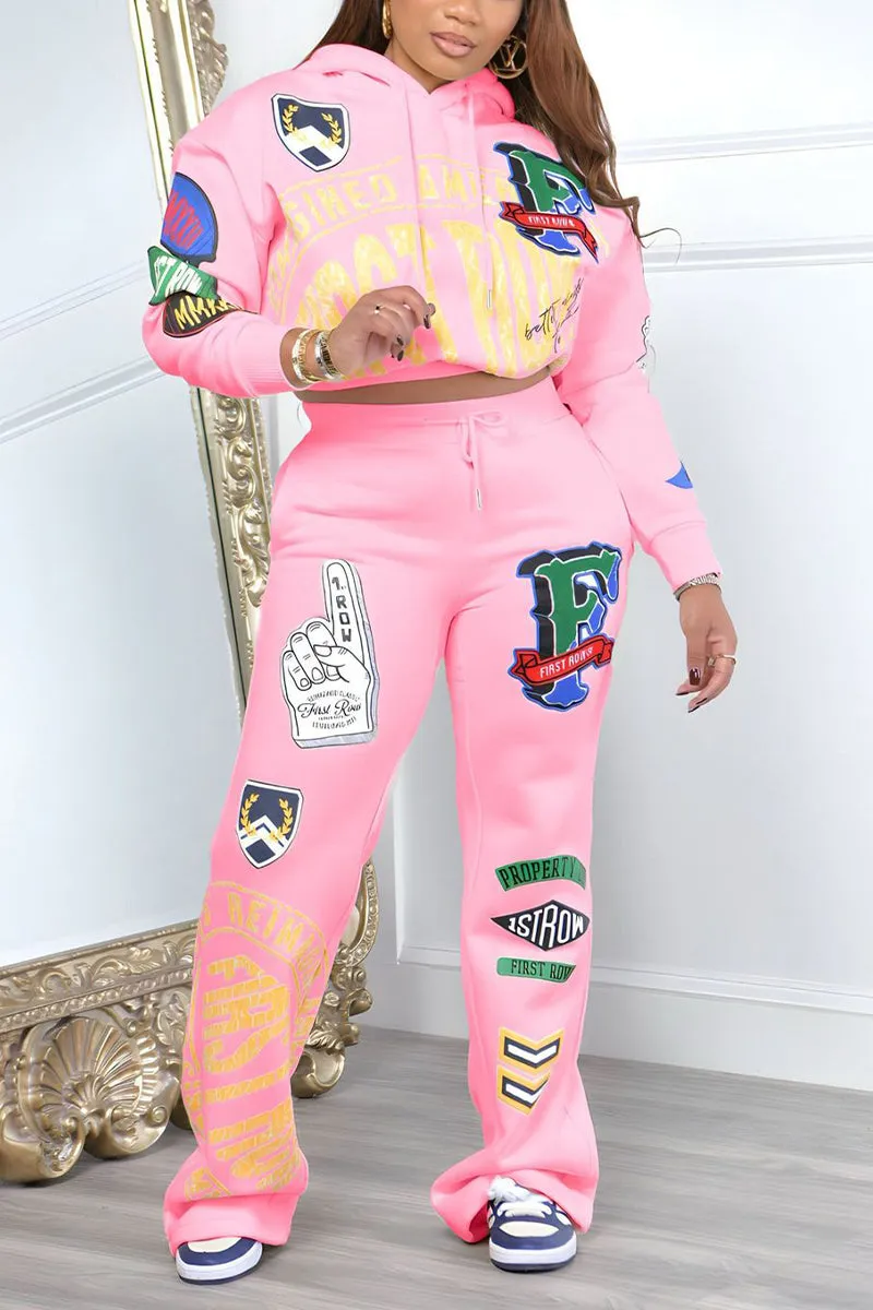 UH0321 Graphic Hoodie Tracksuit Set