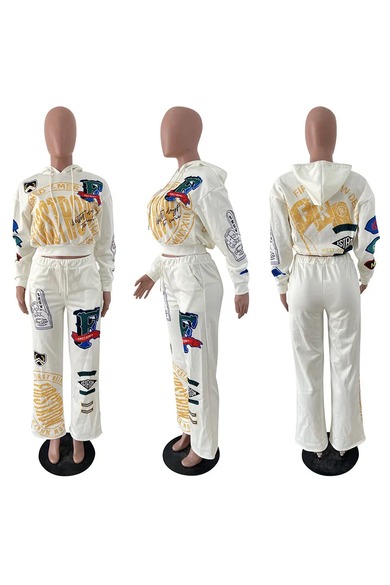 UH0321 Graphic Hoodie Tracksuit Set