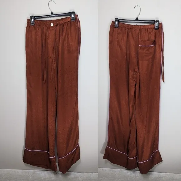 Untitled in Motion Silk Pajamas Women's Medium Rust Pants