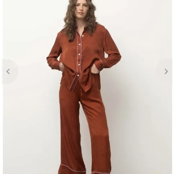Untitled in Motion Silk Pajamas Women's Medium Rust Pants