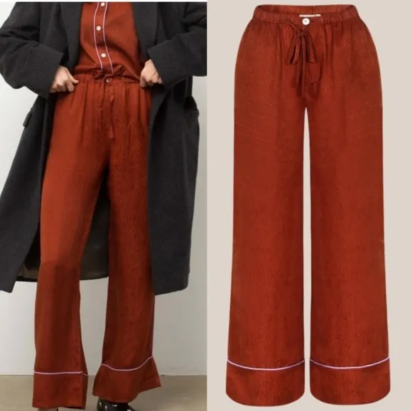 Untitled in Motion Silk Pajamas Women's Medium Rust Pants