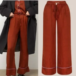 Untitled in Motion Silk Pajamas Women's Medium Rust Pants