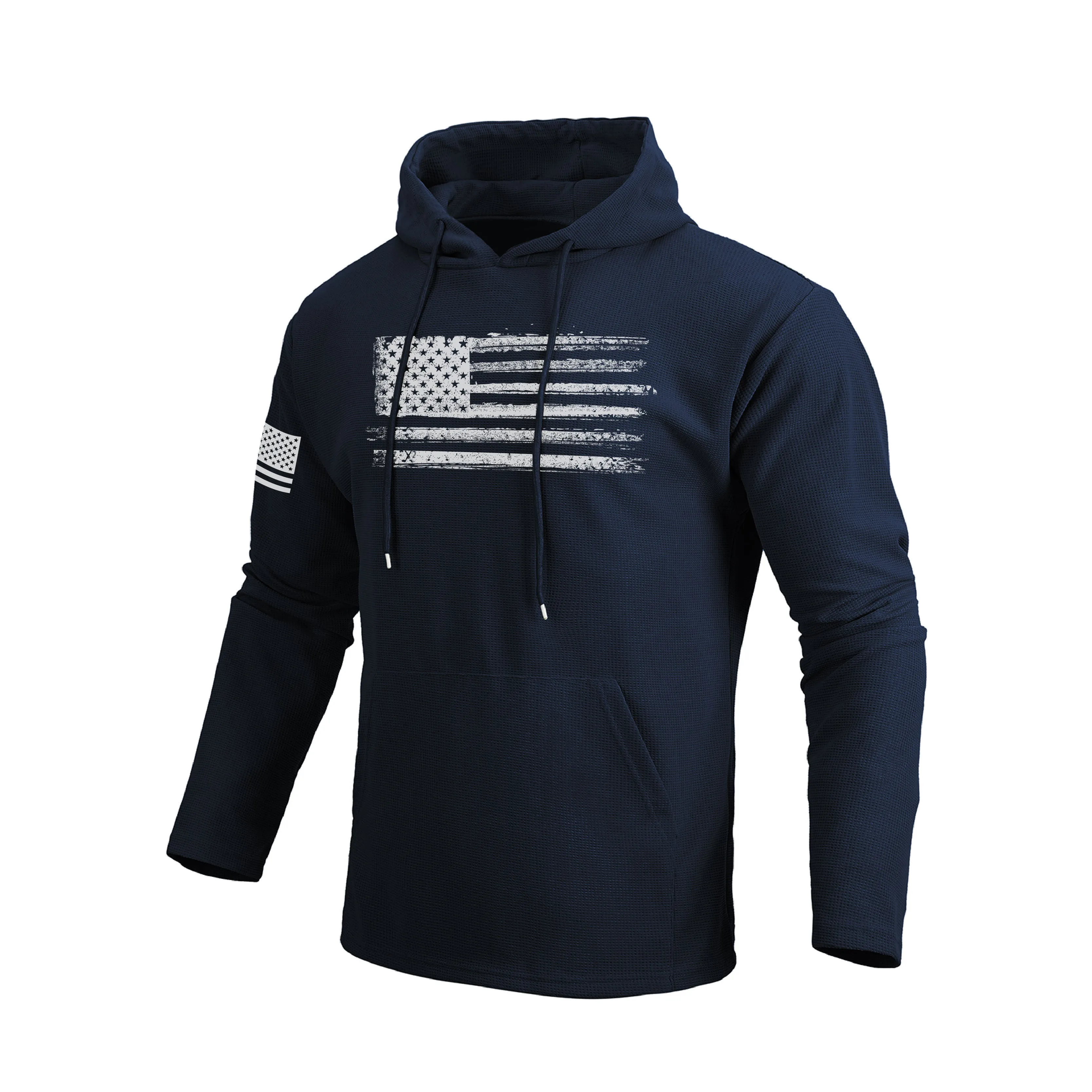 USA FLAG POCKET WAFFLE GRAPHIC HOODIE