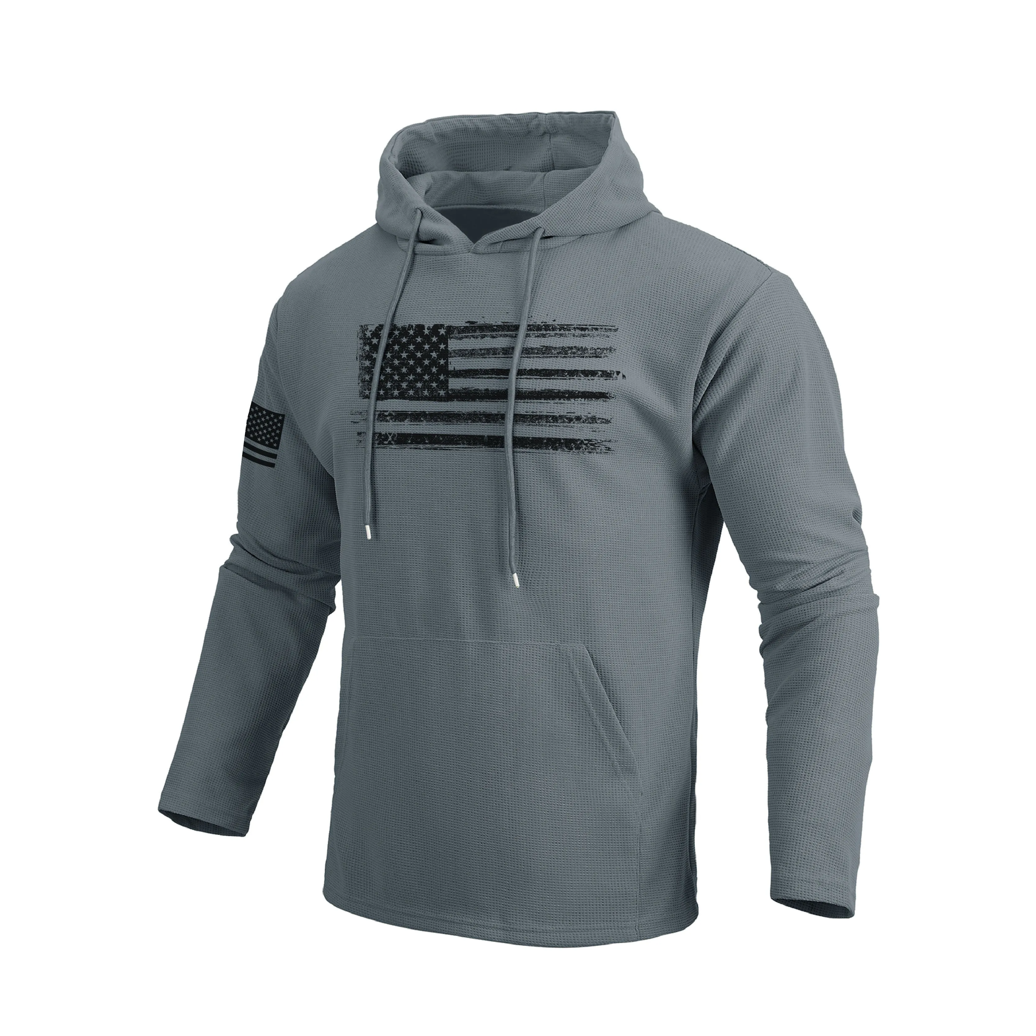 USA FLAG POCKET WAFFLE GRAPHIC HOODIE