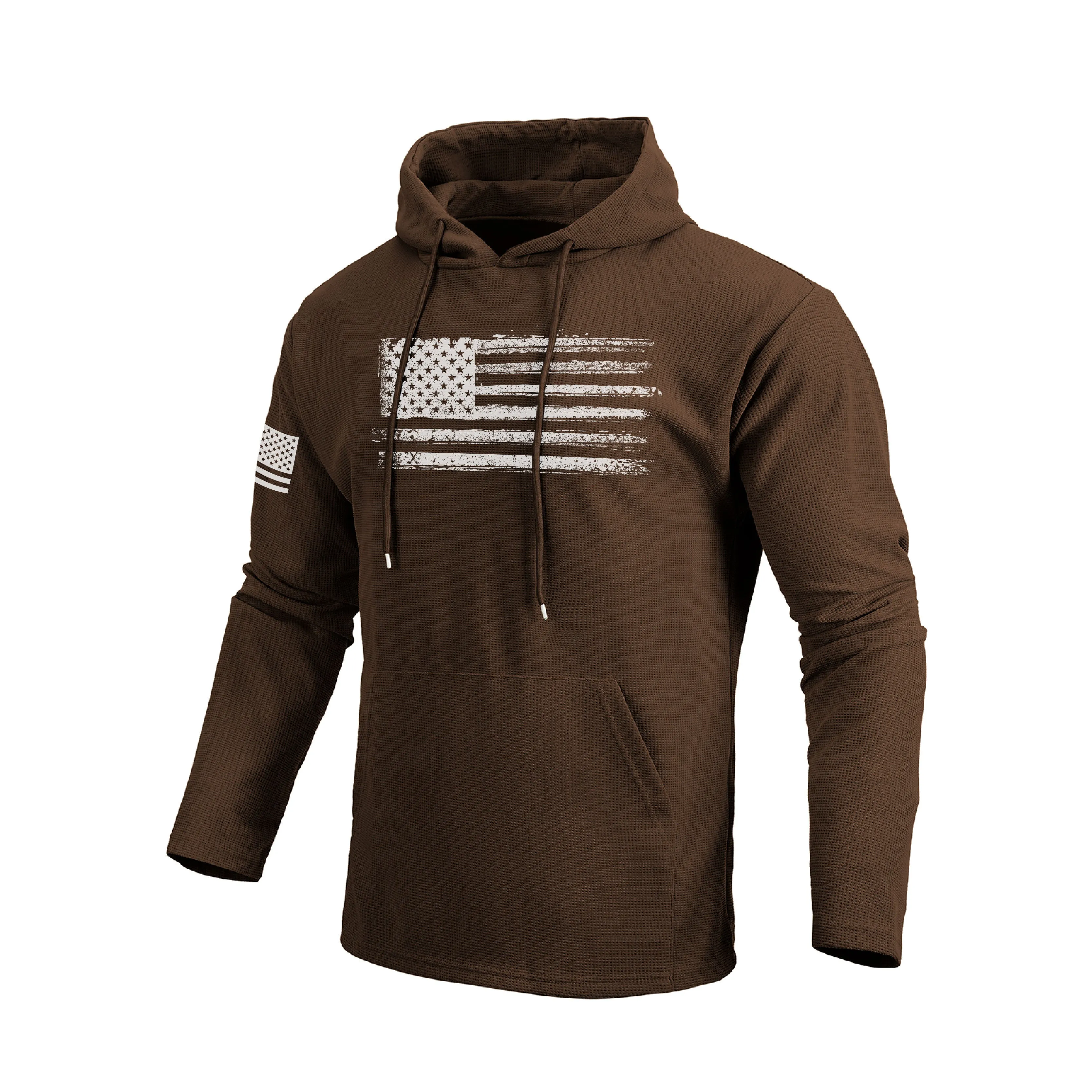 USA FLAG POCKET WAFFLE GRAPHIC HOODIE