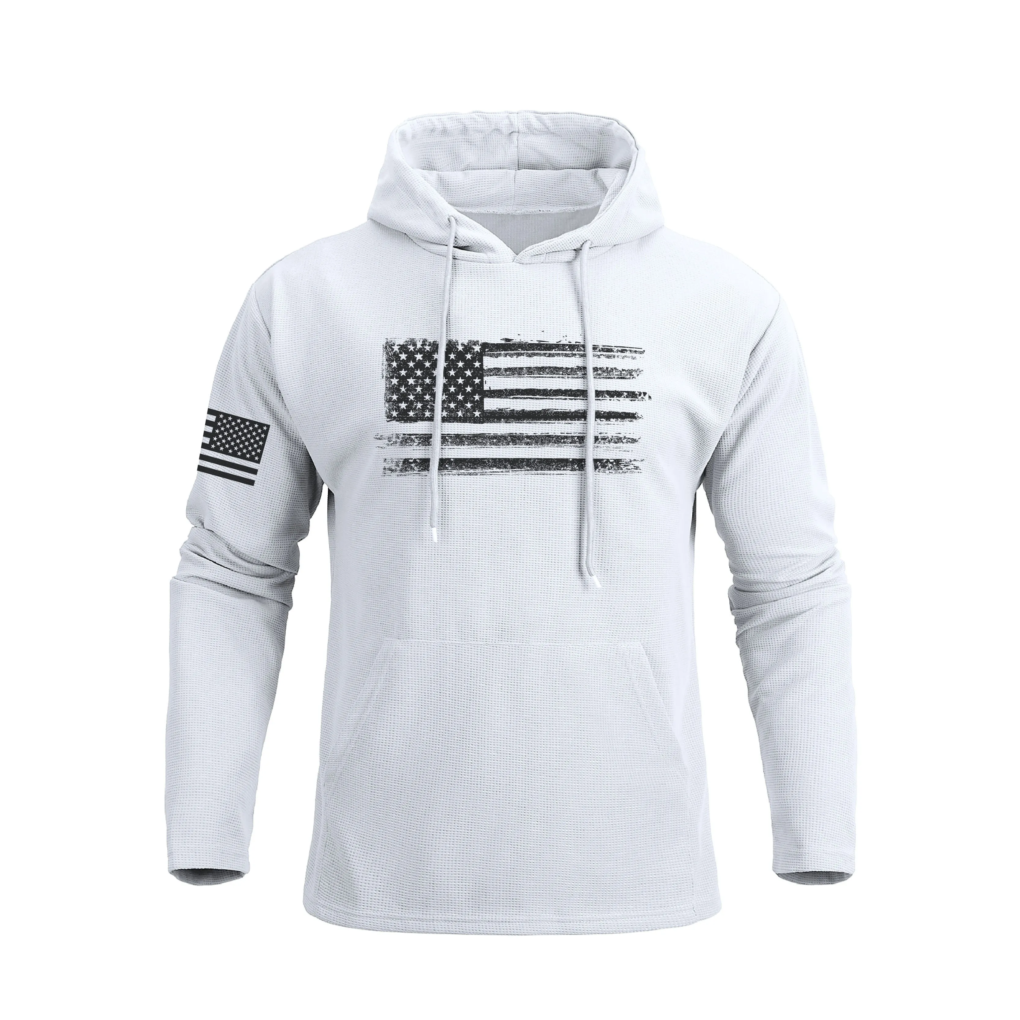 USA FLAG POCKET WAFFLE GRAPHIC HOODIE