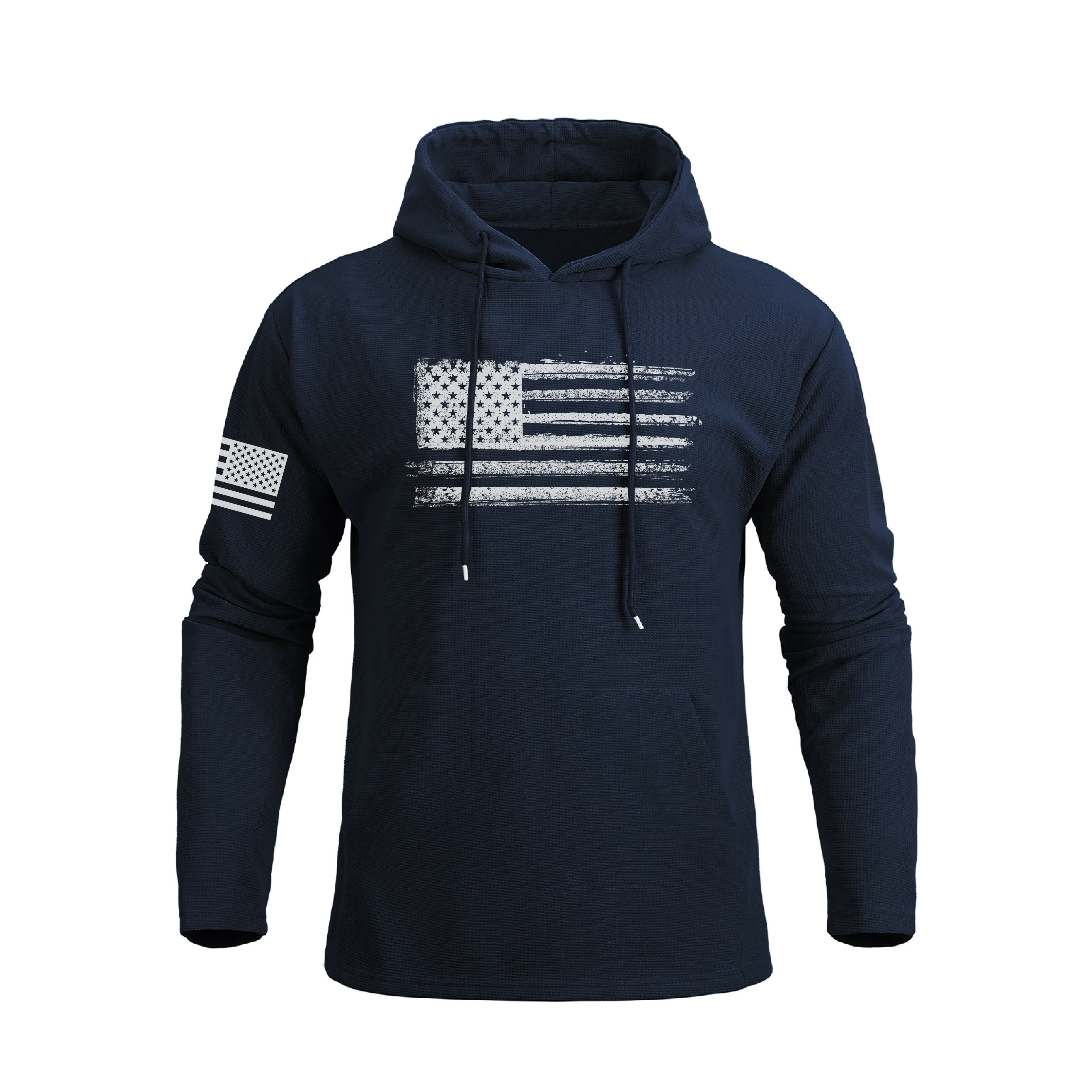 USA FLAG POCKET WAFFLE GRAPHIC HOODIE