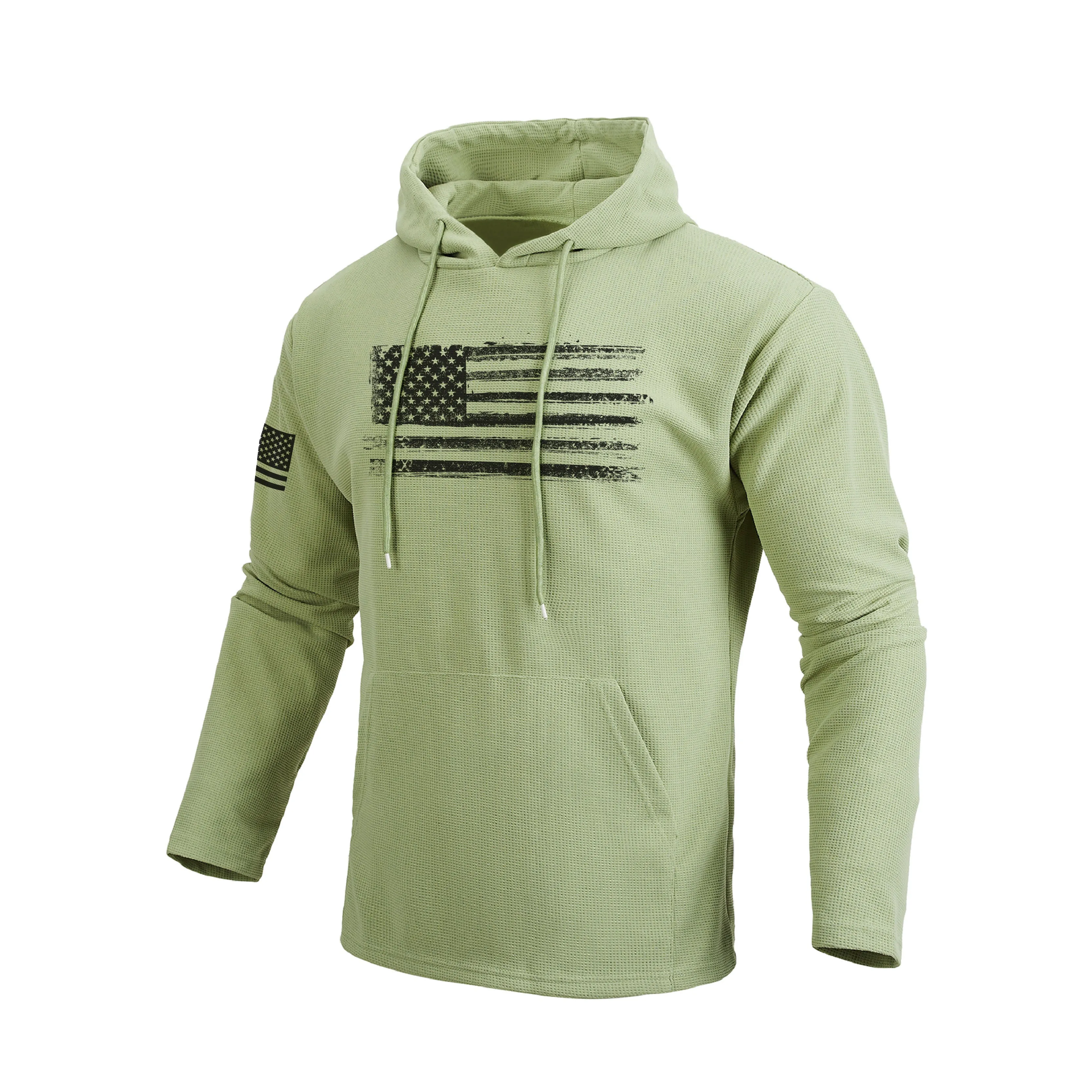 USA FLAG POCKET WAFFLE GRAPHIC HOODIE