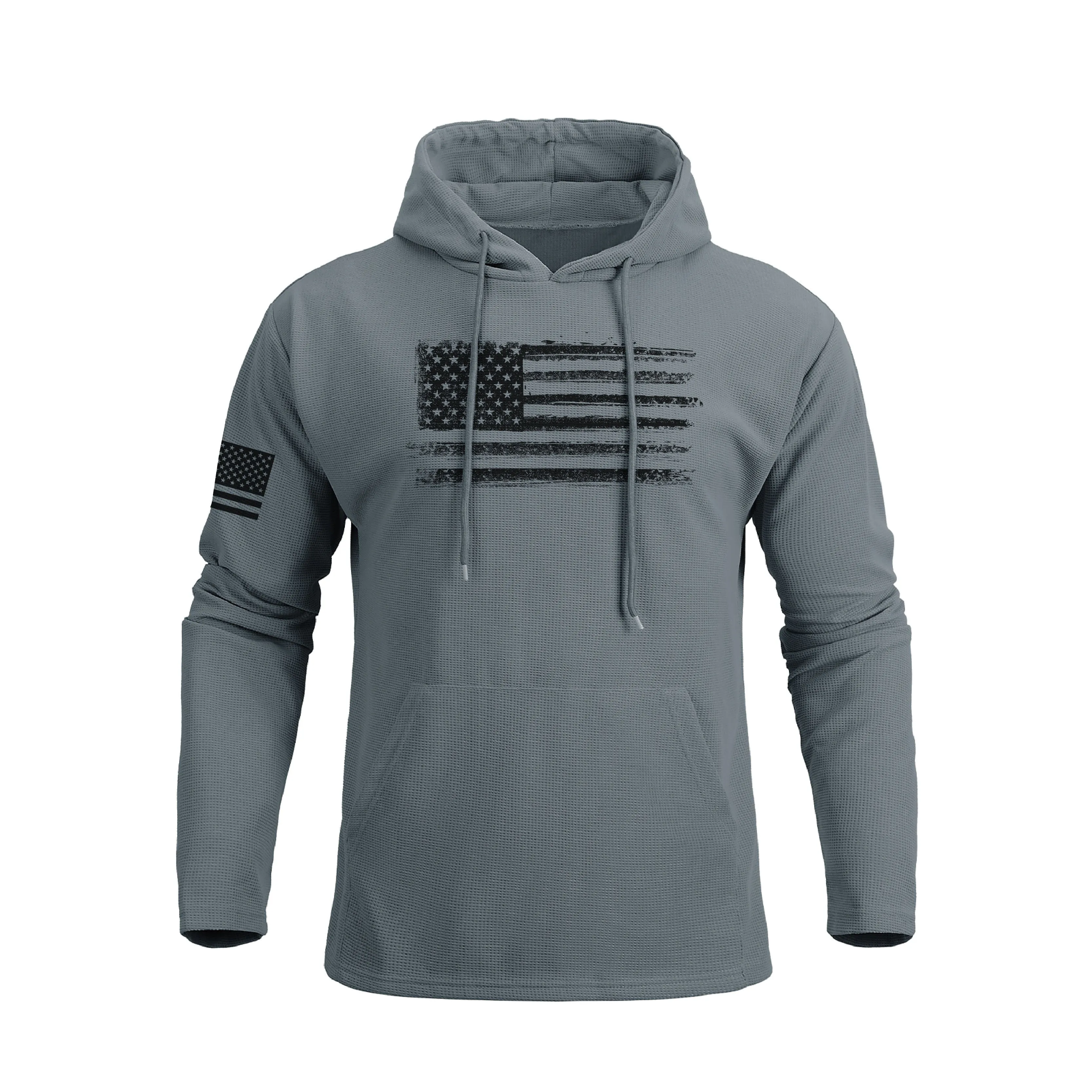 USA FLAG POCKET WAFFLE GRAPHIC HOODIE