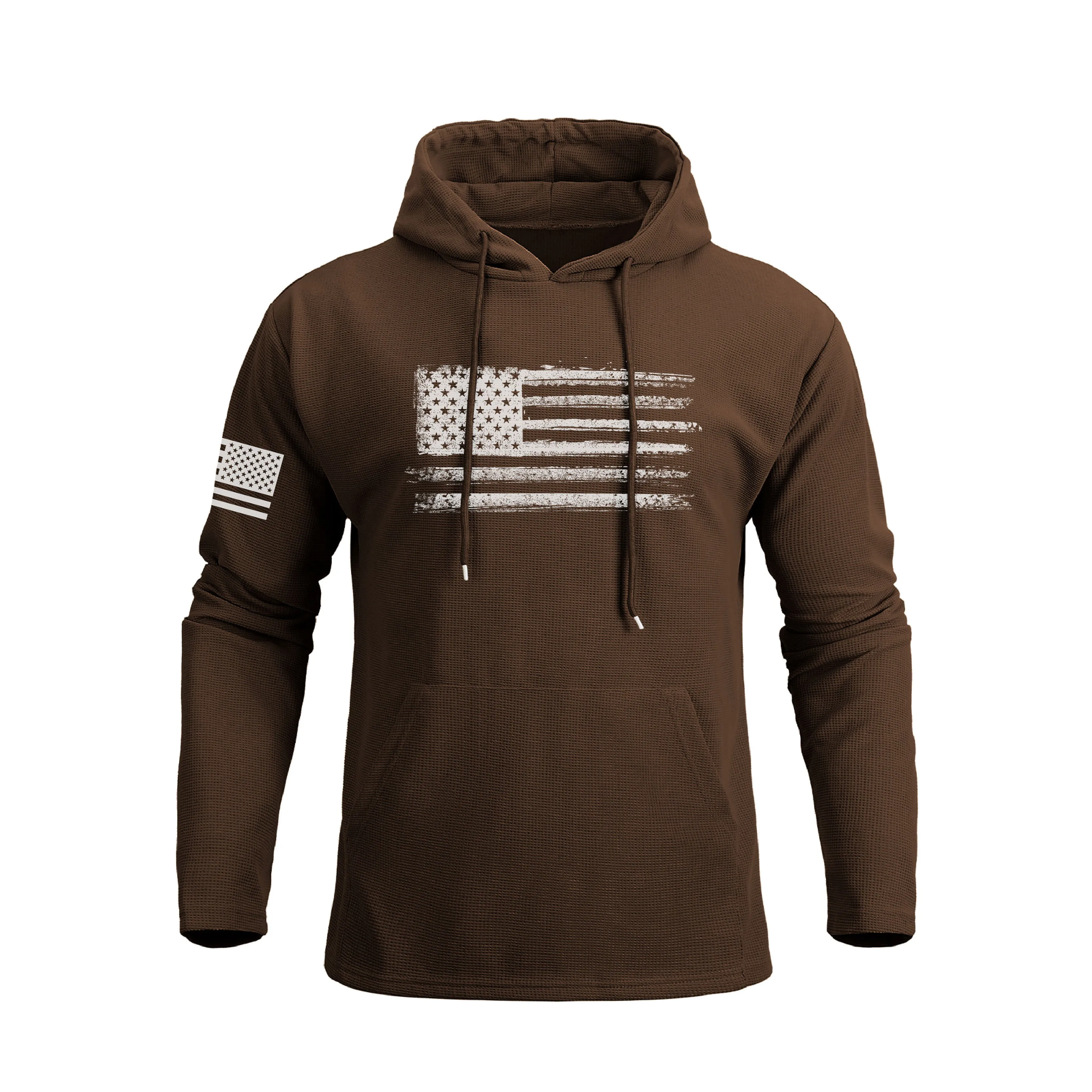 USA FLAG POCKET WAFFLE GRAPHIC HOODIE
