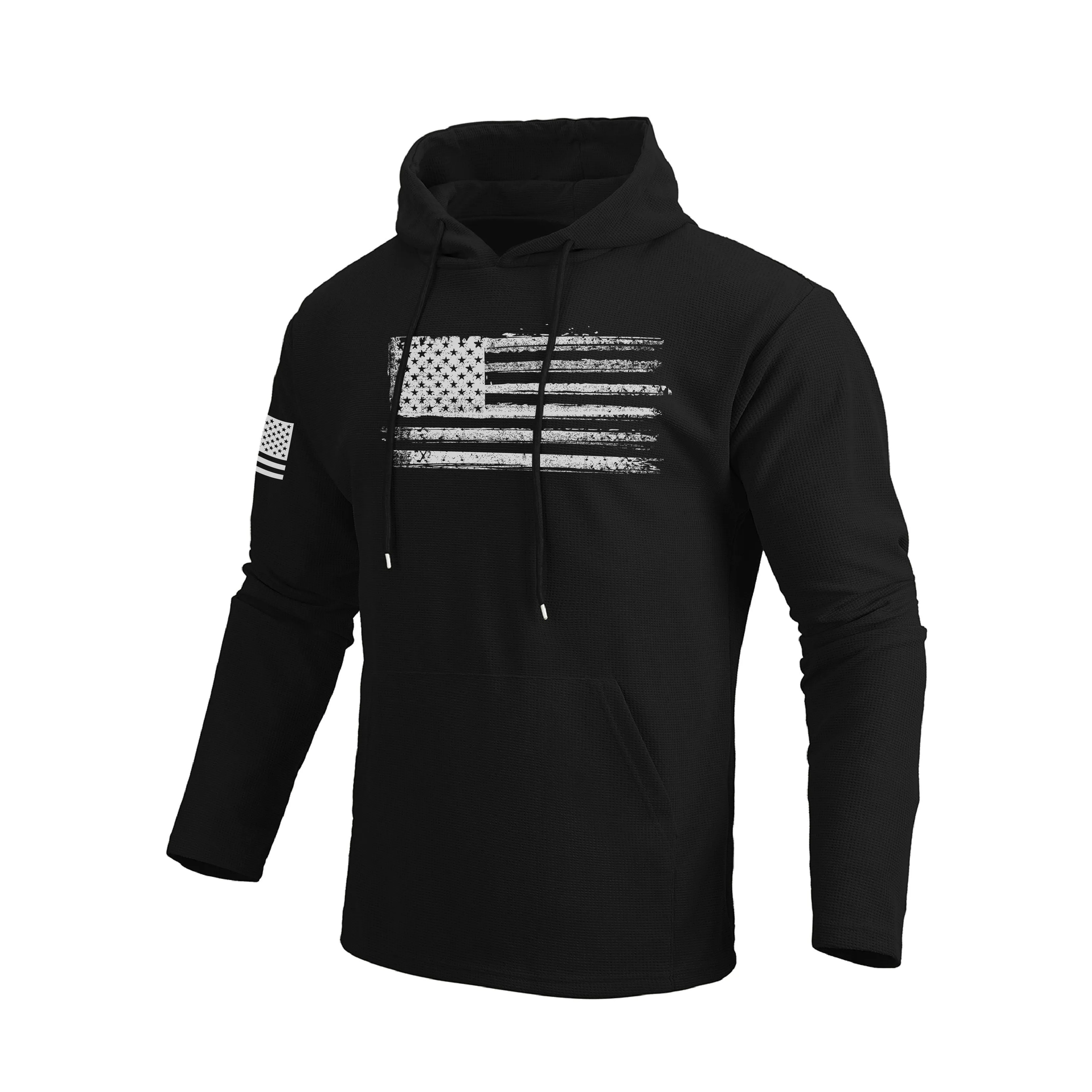 USA FLAG POCKET WAFFLE GRAPHIC HOODIE