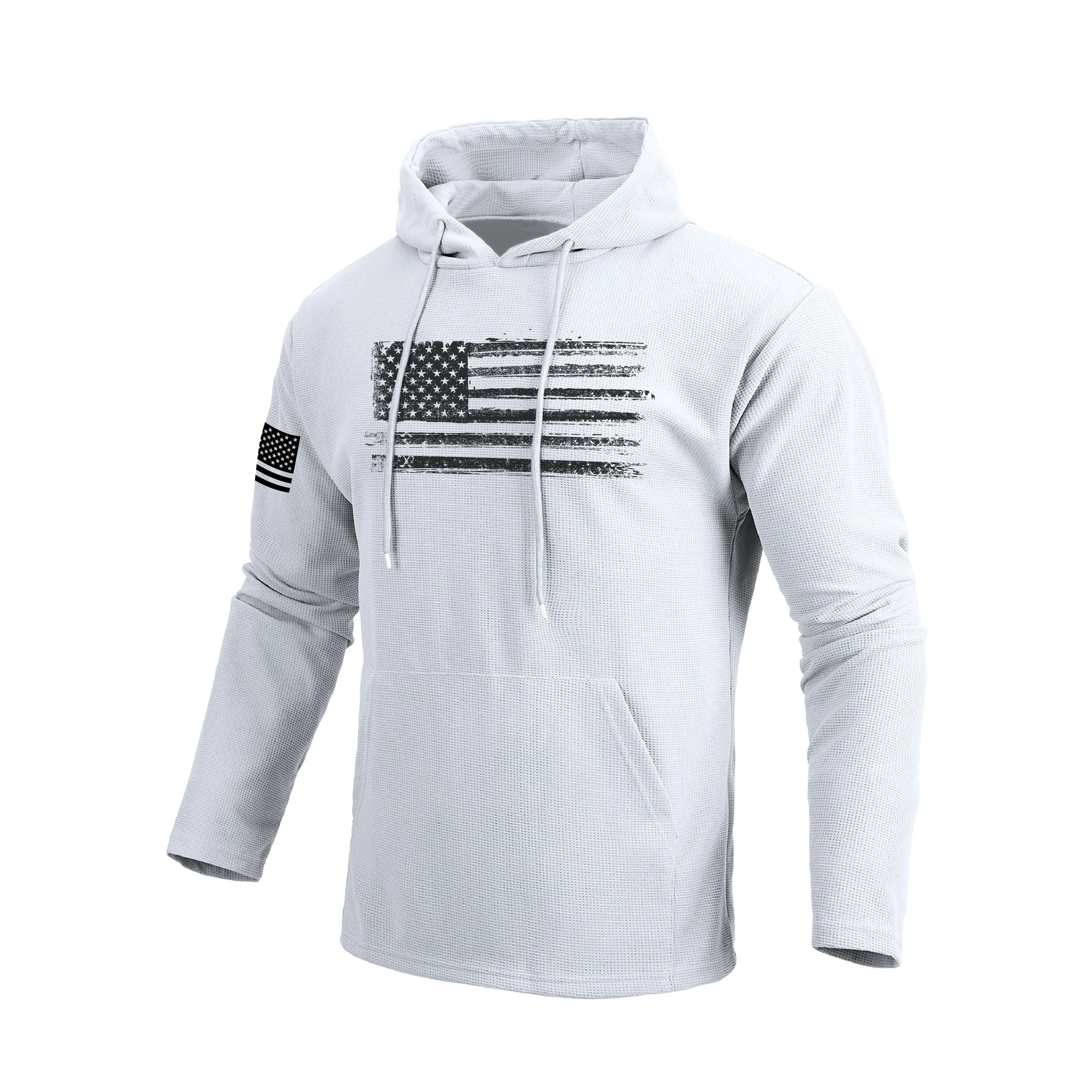 USA FLAG POCKET WAFFLE GRAPHIC HOODIE