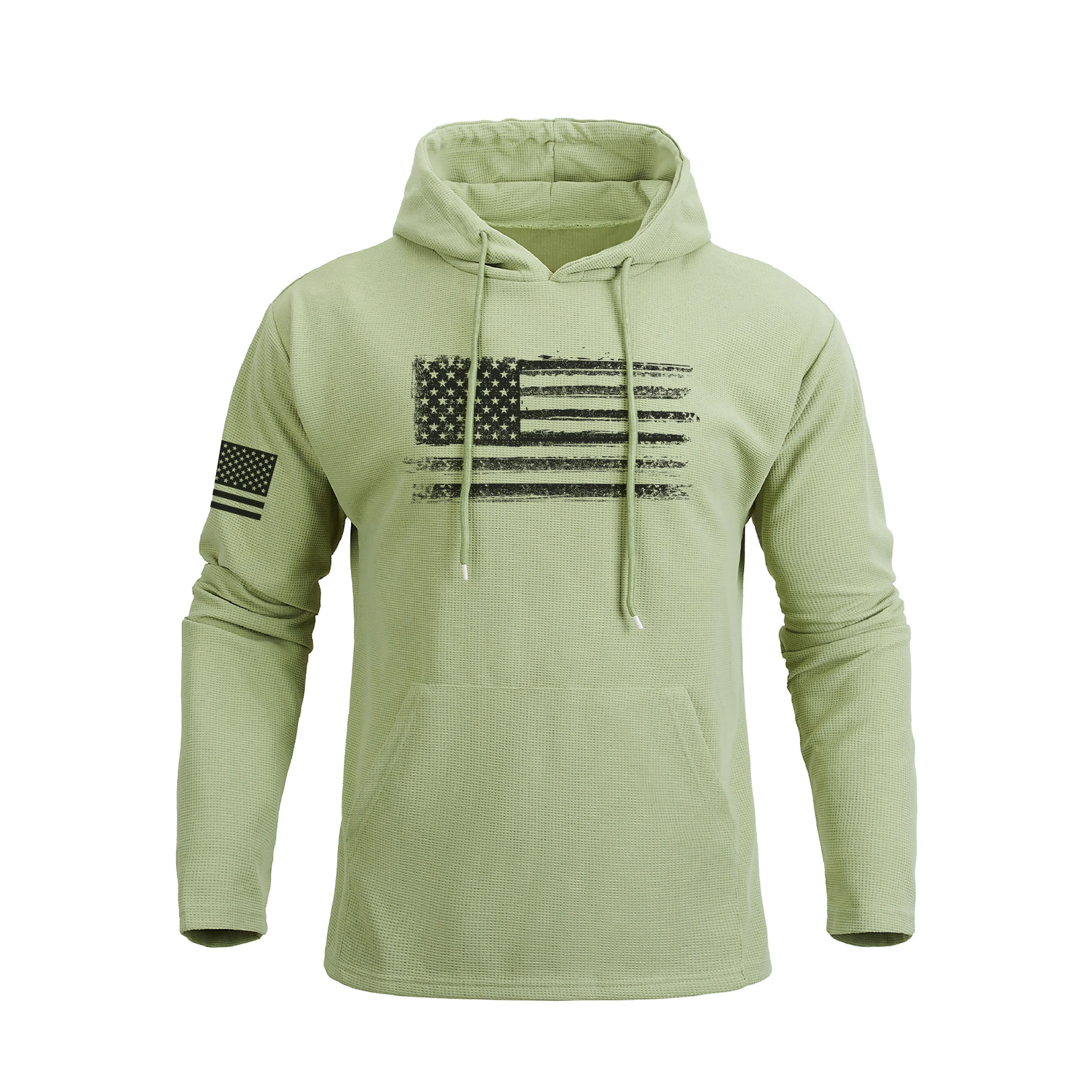 USA FLAG POCKET WAFFLE GRAPHIC HOODIE