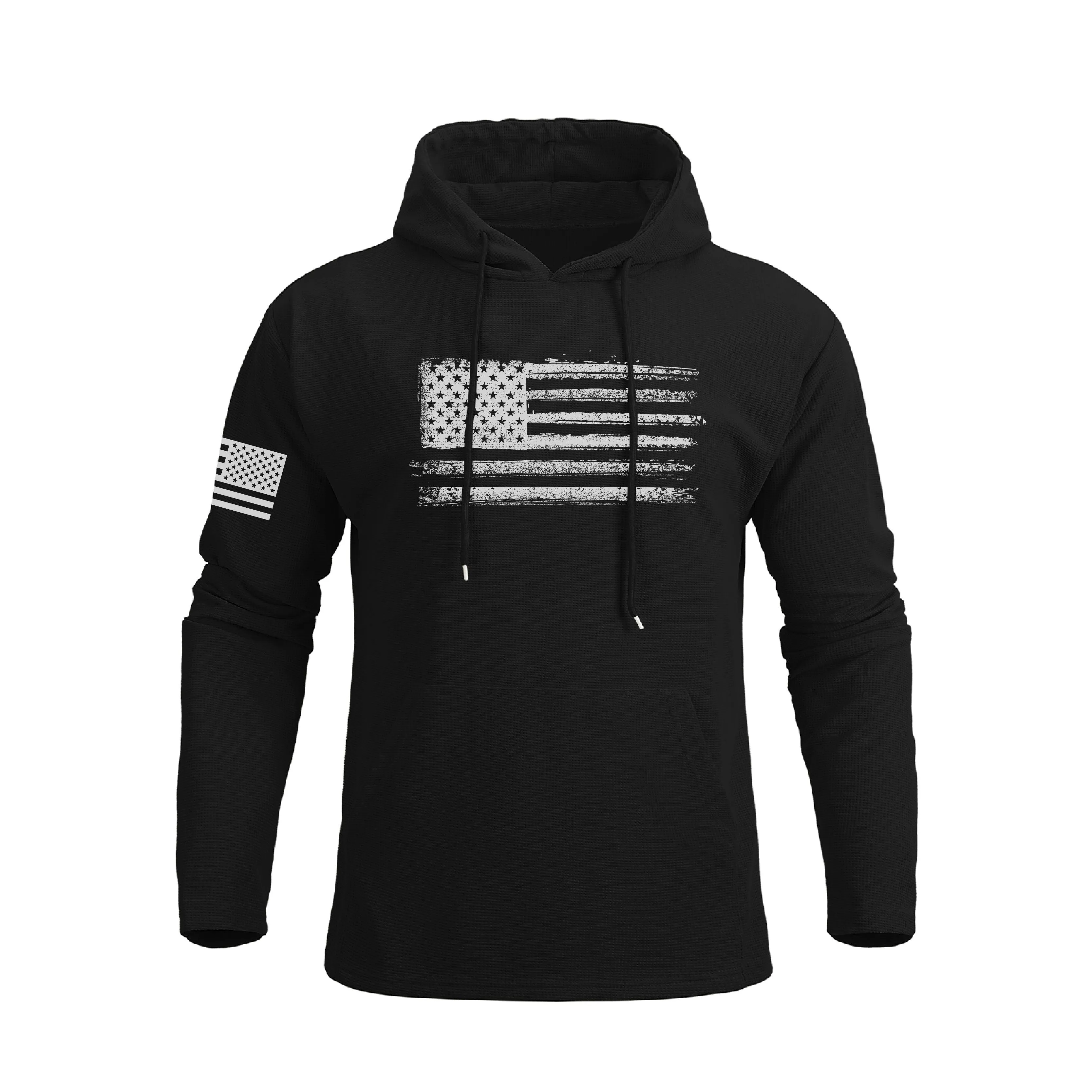 USA FLAG POCKET WAFFLE GRAPHIC HOODIE