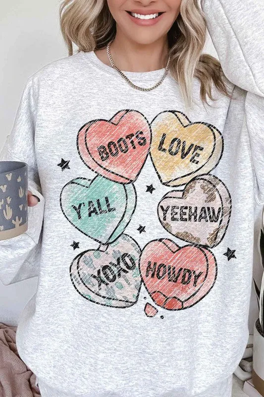 VALENTINES CANDY WESTERN OVERSIZED SWEATSHIRT