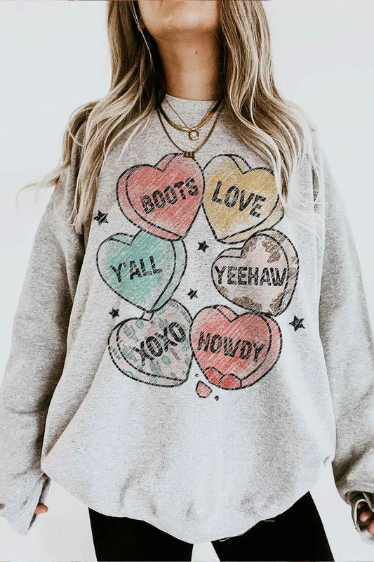 VALENTINES CANDY WESTERN OVERSIZED SWEATSHIRT