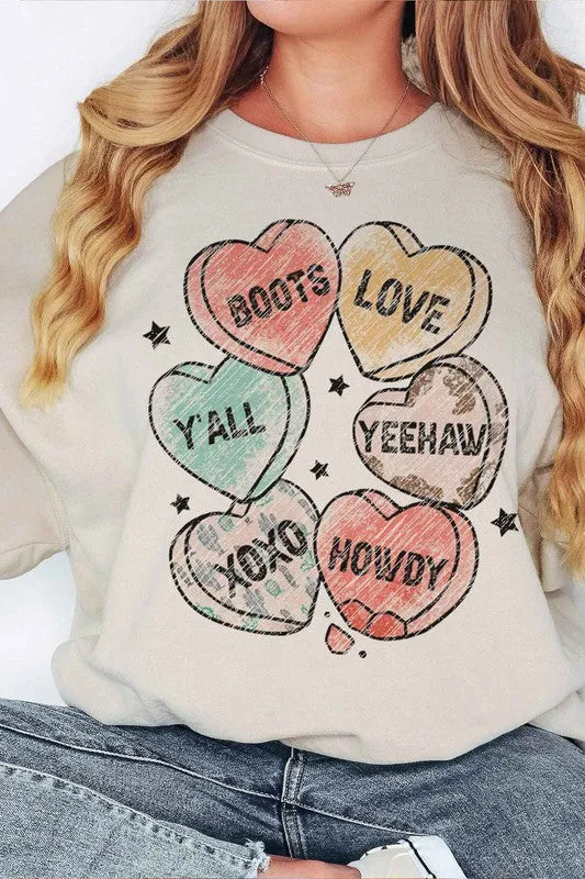 VALENTINES CANDY WESTERN OVERSIZED SWEATSHIRT