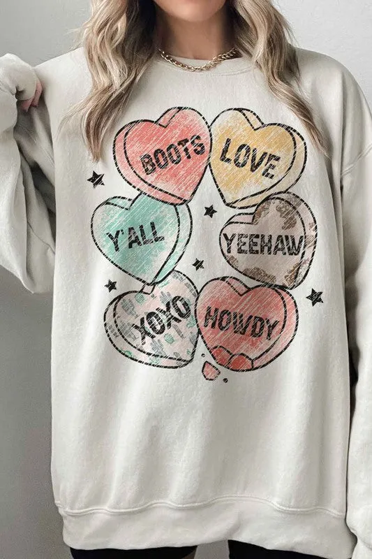 VALENTINES CANDY WESTERN OVERSIZED SWEATSHIRT
